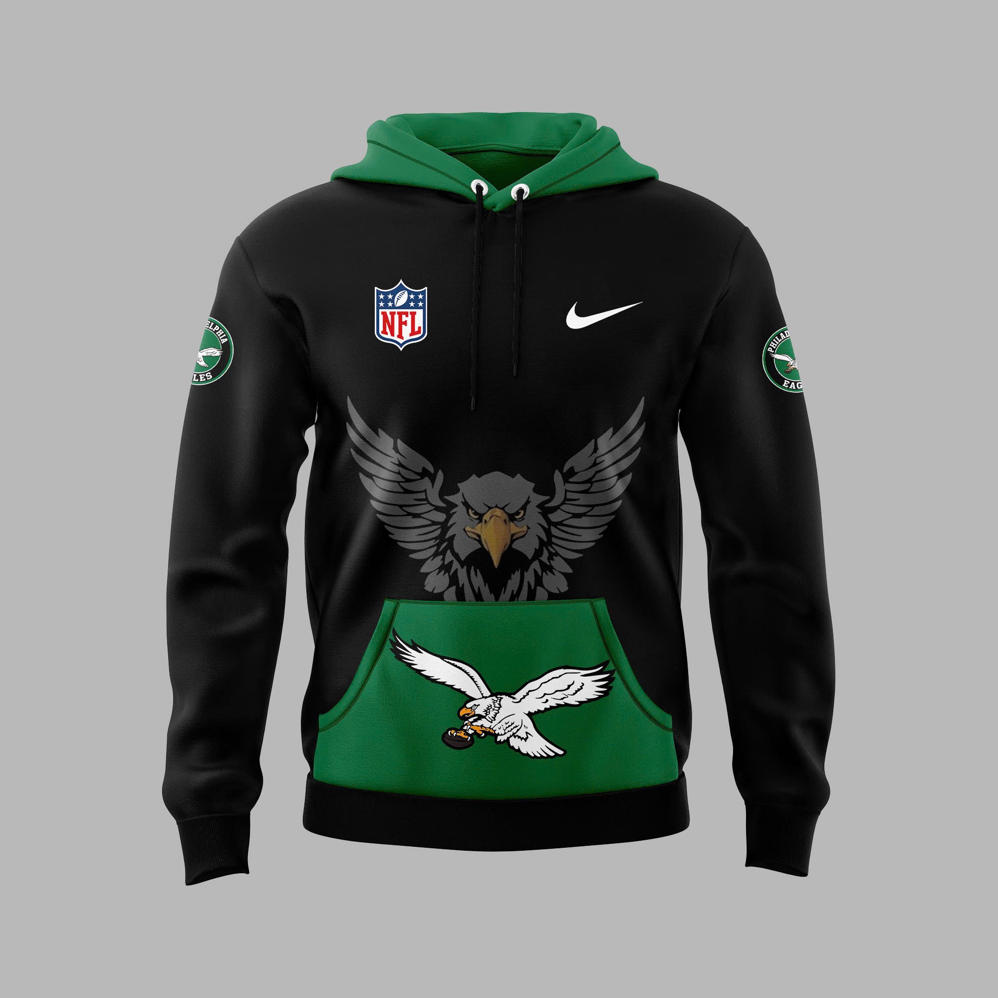 Green Philadelphia Eagles 2024 Throwback Hoodie - Famjoys Green Philadelphia Eagles 2024 Throwback Hoodie - Famjoys
