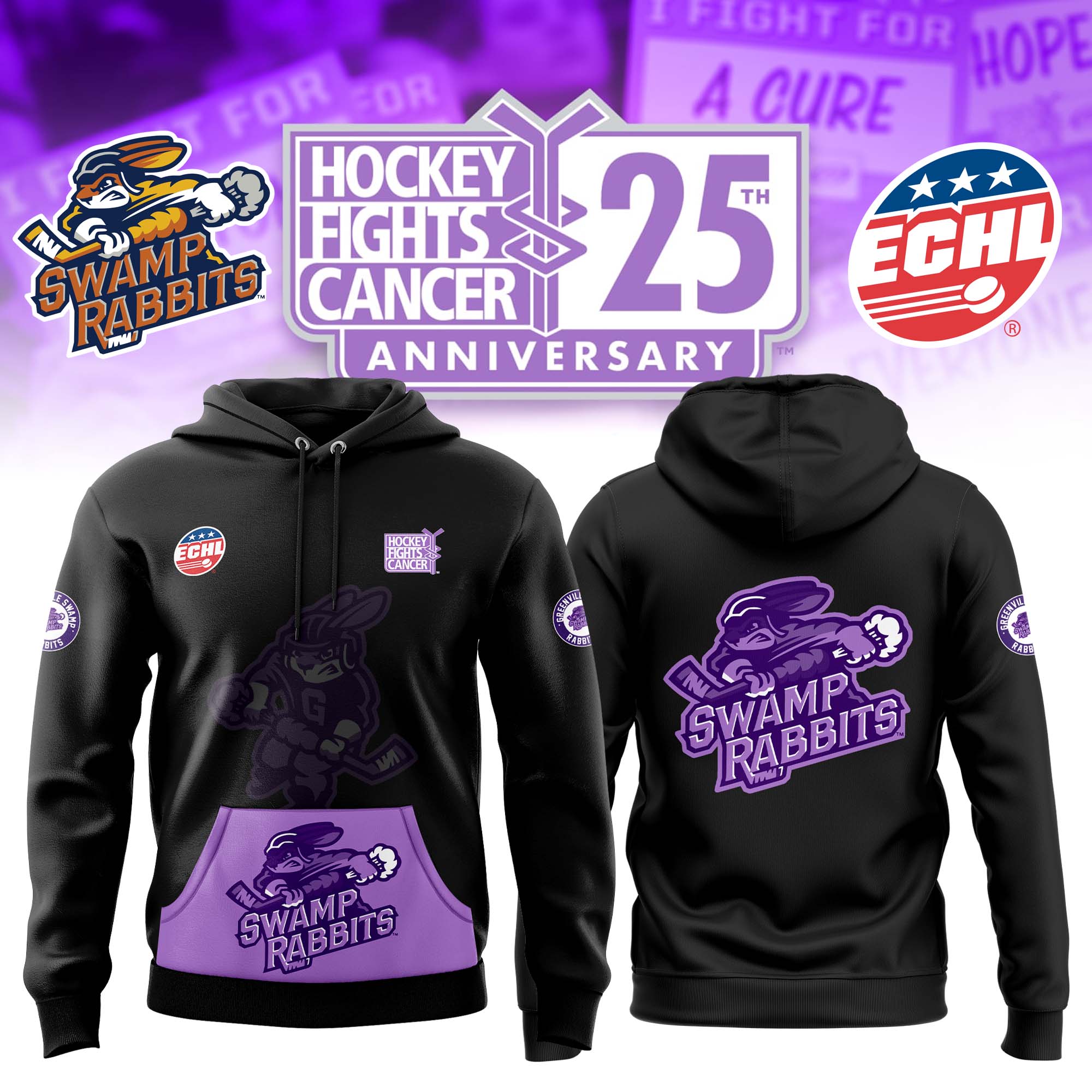Greenville Swamp Rabbits Hockey Fight Cancer Hoodie - Famjoys Greenville Swamp Rabbits Hockey Fight Cancer Hoodie - Famjoys