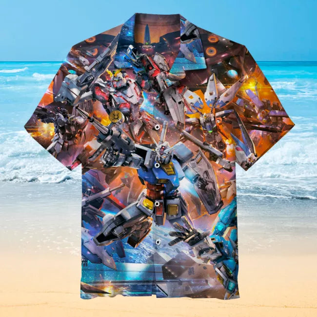 Gundam Series Hawaiian Shirt - Famjoys Gundam Series Hawaiian Shirt - Famjoys