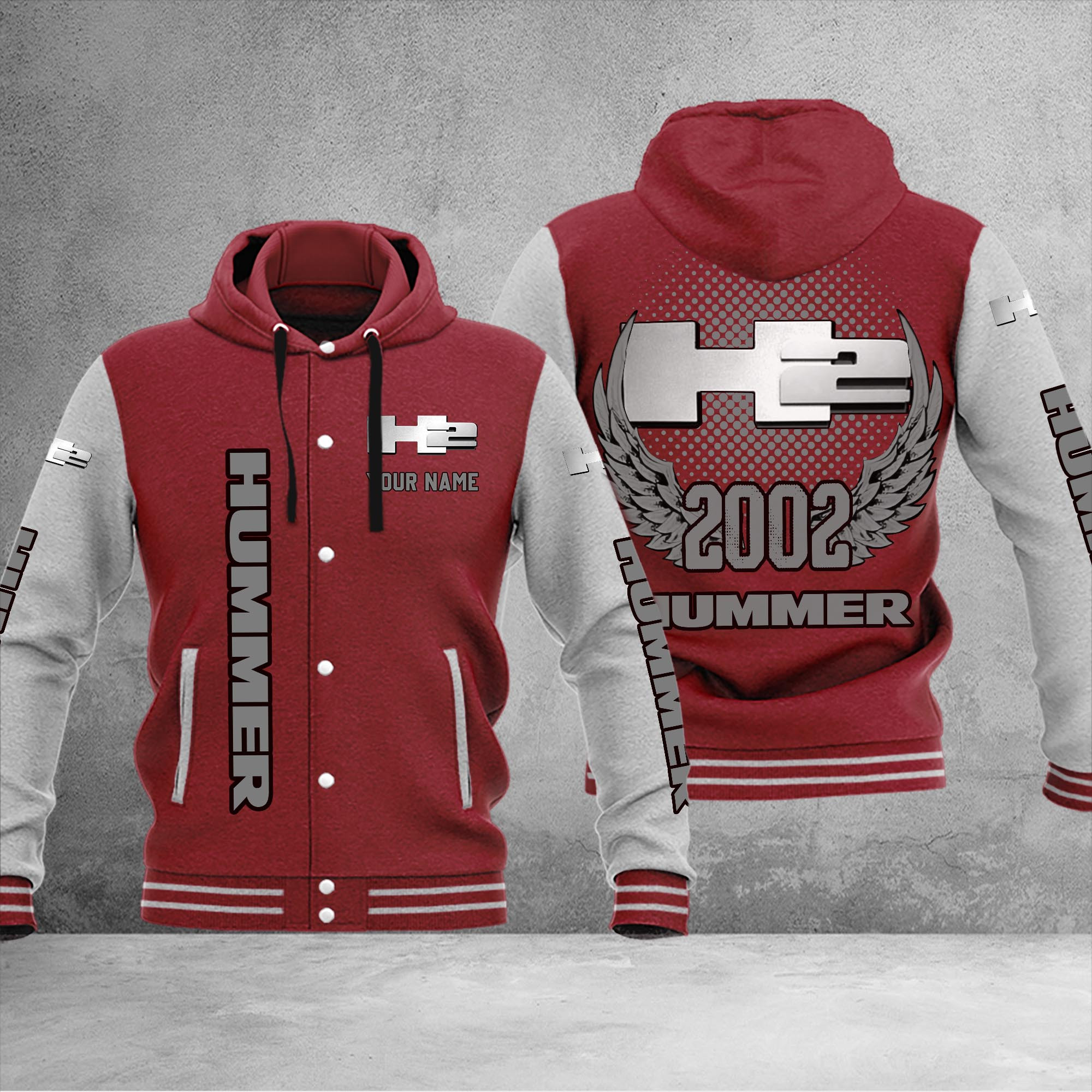 H2 Hummer DMHJ1043 Baseball Jacket Multicolor - Famjoys H2 Hummer DMHJ1043 Baseball Jacket Multicolor - Famjoys