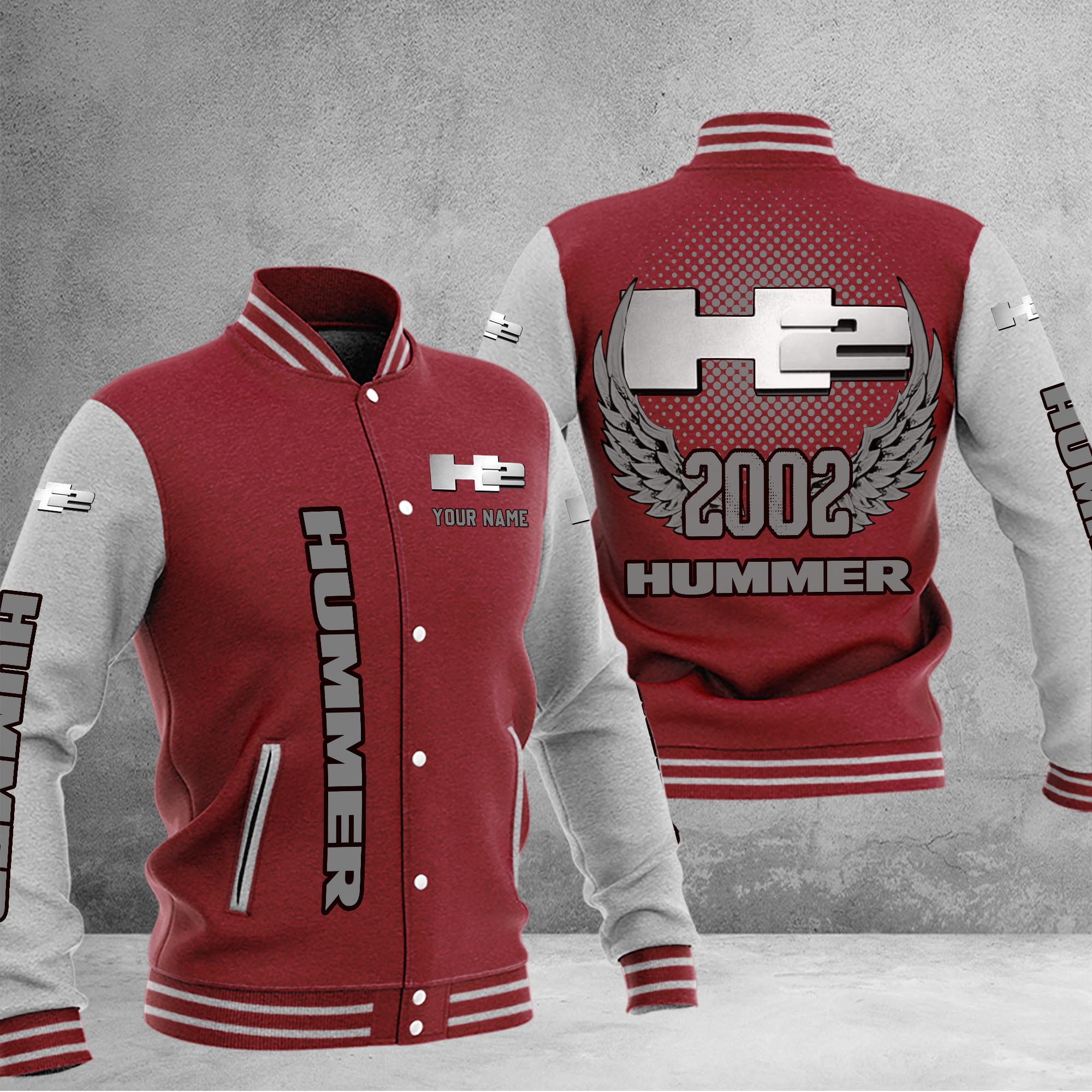 H2 Hummer DMHJ1043 Baseball Jacket Multicolor - Famjoys H2 Hummer DMHJ1043 Baseball Jacket Multicolor - Famjoys