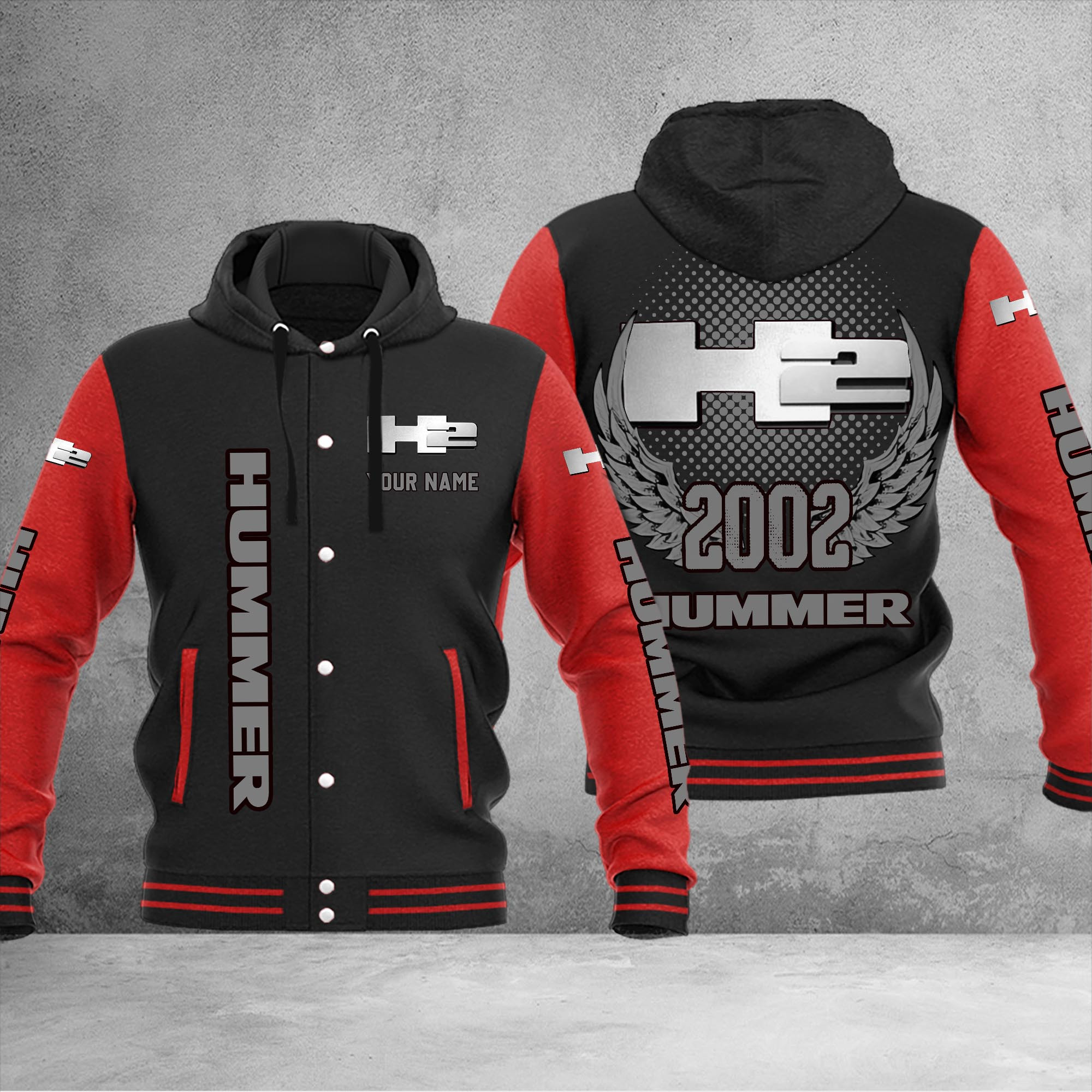 H2 Hummer DMHJ1043 Baseball Jacket Multicolor - Famjoys H2 Hummer DMHJ1043 Baseball Jacket Multicolor - Famjoys