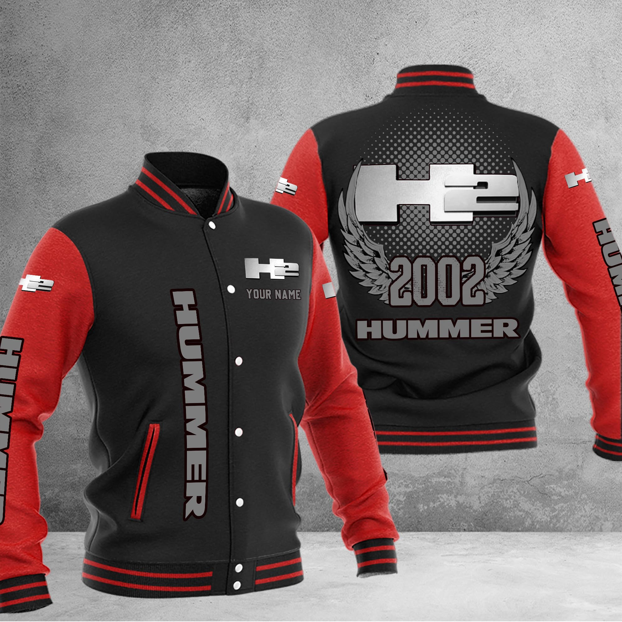 H2 Hummer DMHJ1043 Baseball Jacket Multicolor - Famjoys H2 Hummer DMHJ1043 Baseball Jacket Multicolor - Famjoys