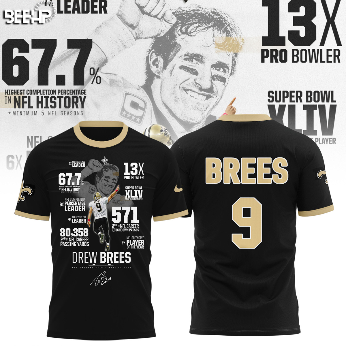 Hall of Fame Brees New Orleans Saints Shirt - Famjoys Hall of Fame Brees New Orleans Saints Shirt - Famjoys