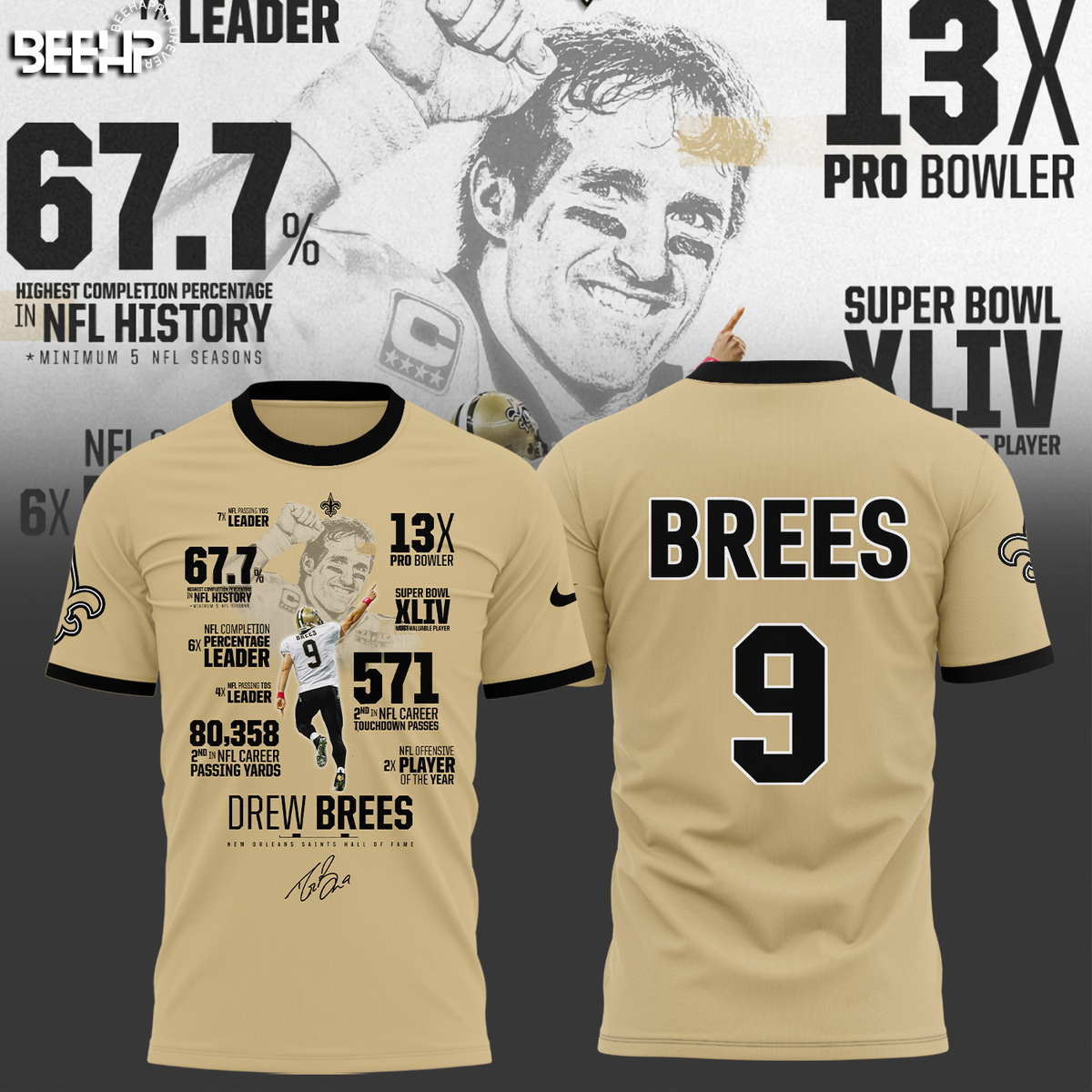 Hall of Fame Brees New Orleans Saints Shirt - Famjoys Hall of Fame Brees New Orleans Saints Shirt - Famjoys