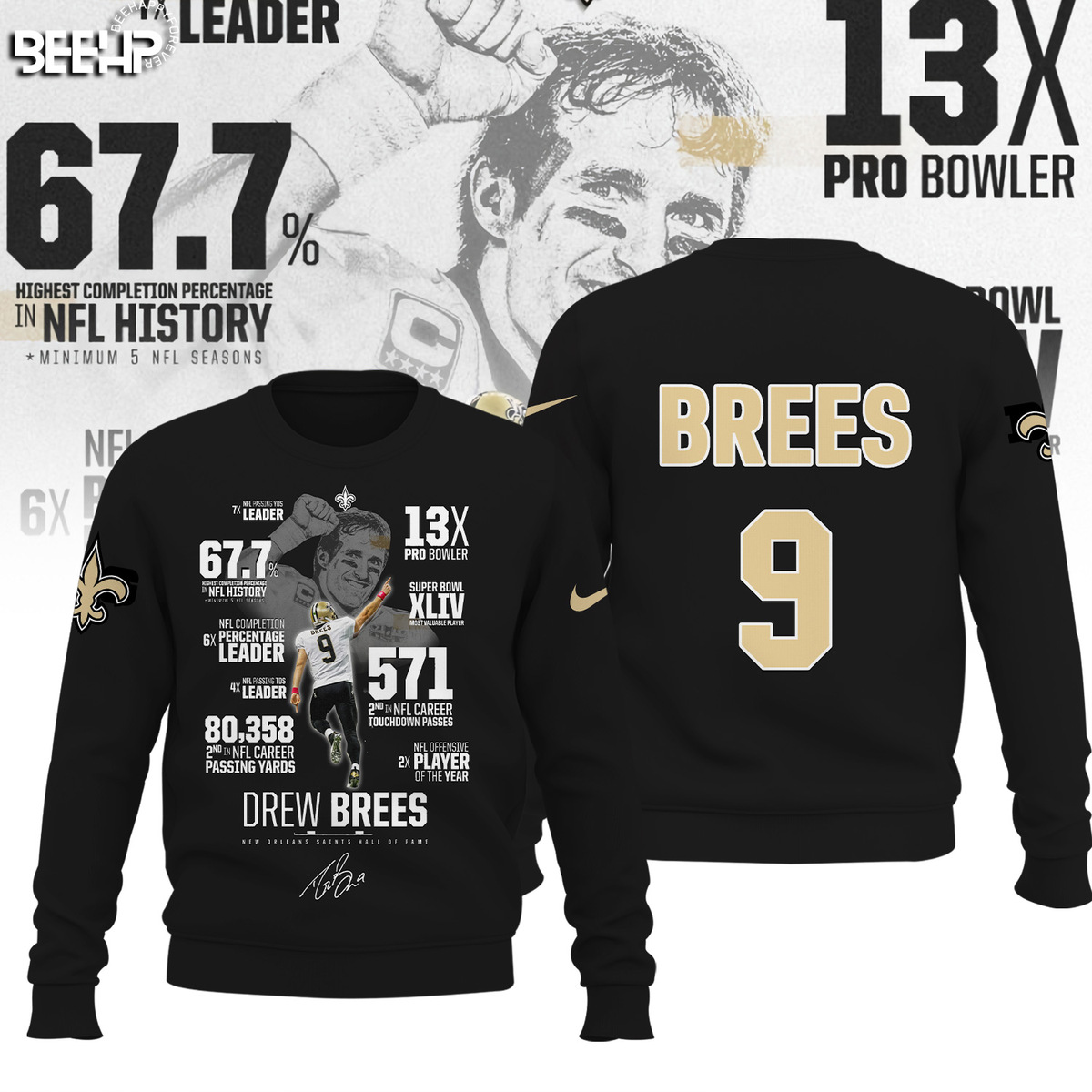 Hall of Fame Brees New Orleans Saints Shirt - Famjoys Hall of Fame Brees New Orleans Saints Shirt - Famjoys
