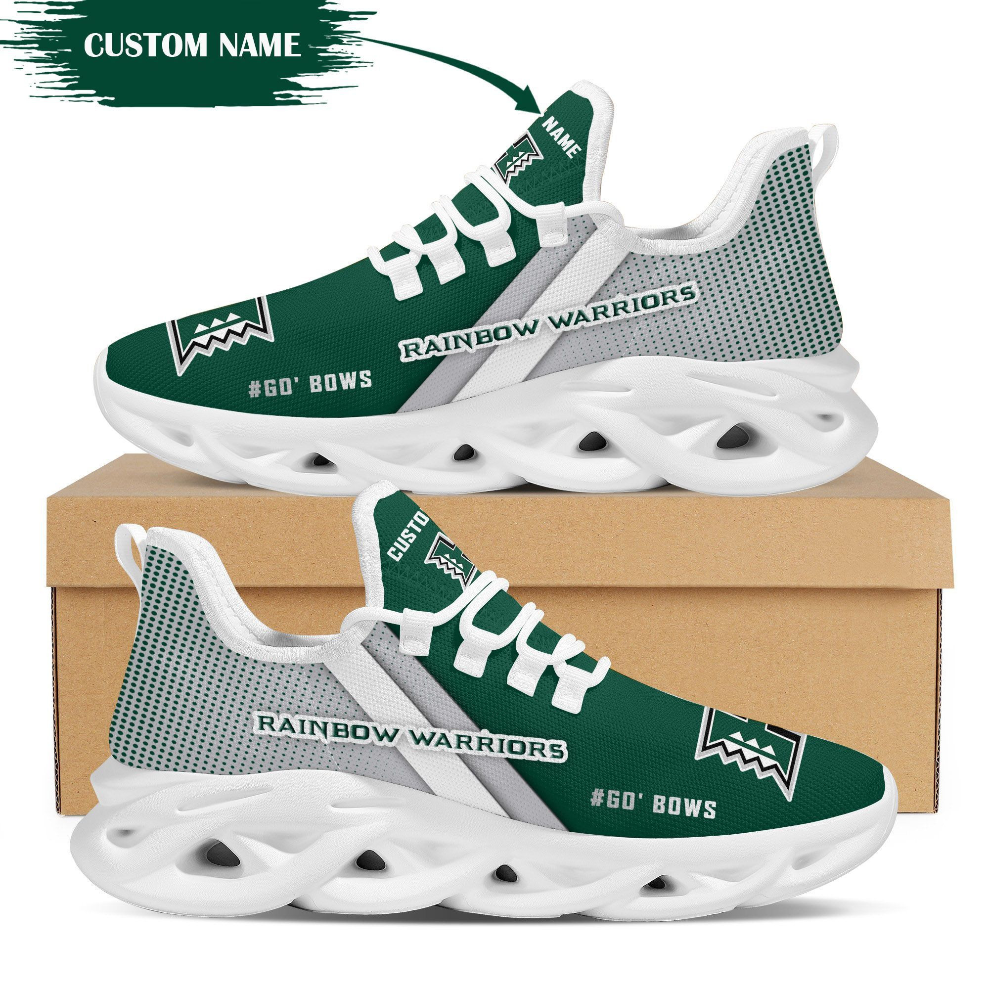 Hawaii Rainbow Warriors Custom Personalized Max Soul Sneakers Shoes University of Hawaii at Manoa - Famjoys Hawaii Rainbow Warriors Custom Personalized Max Soul Sneakers Shoes University of Hawaii at Manoa - Famjoys