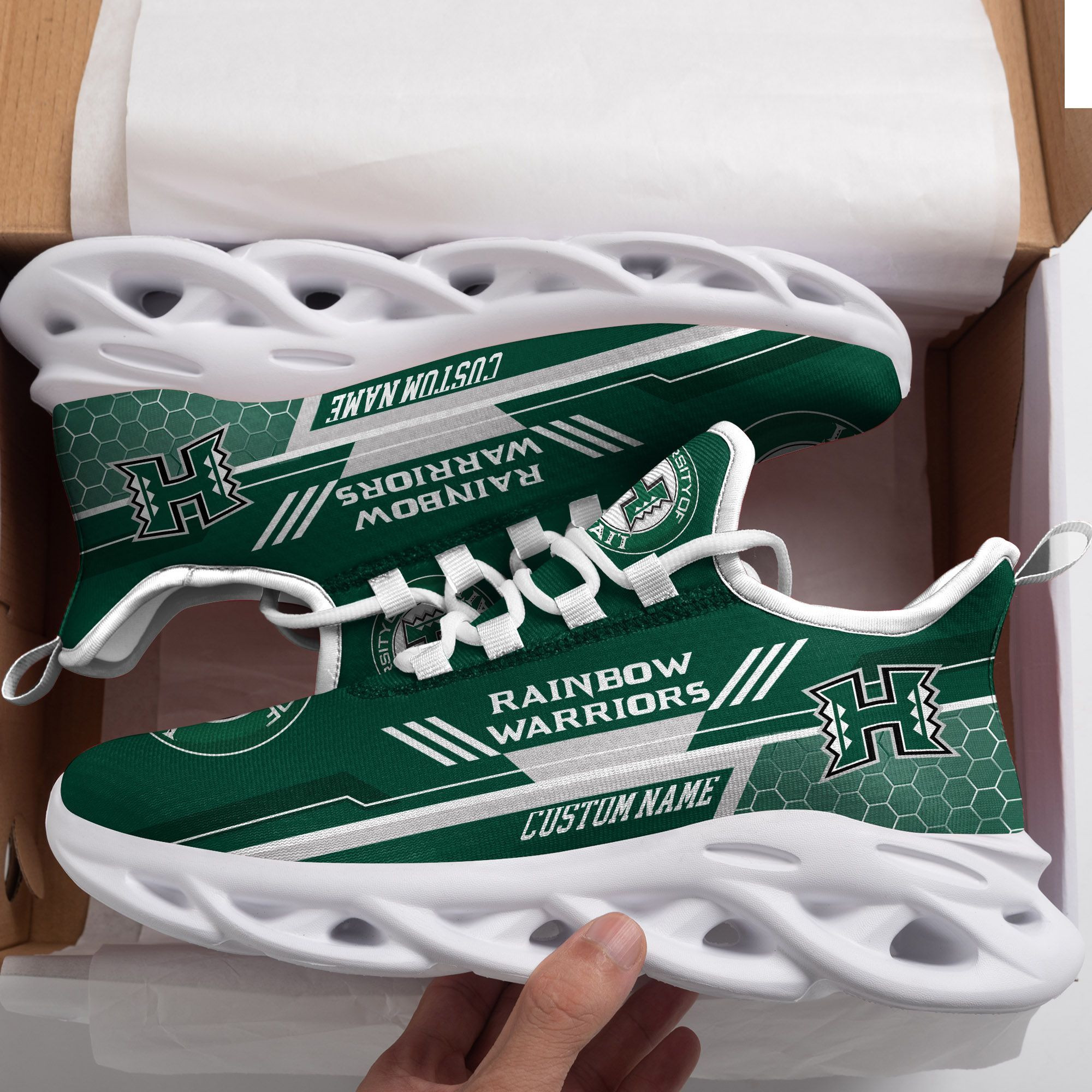 Hawaii Rainbow Warriors Custom Personalized Max Soul Sneakers Shoes University of Hawaii - Famjoys Hawaii Rainbow Warriors Custom Personalized Max Soul Sneakers Shoes University of Hawaii - Famjoys