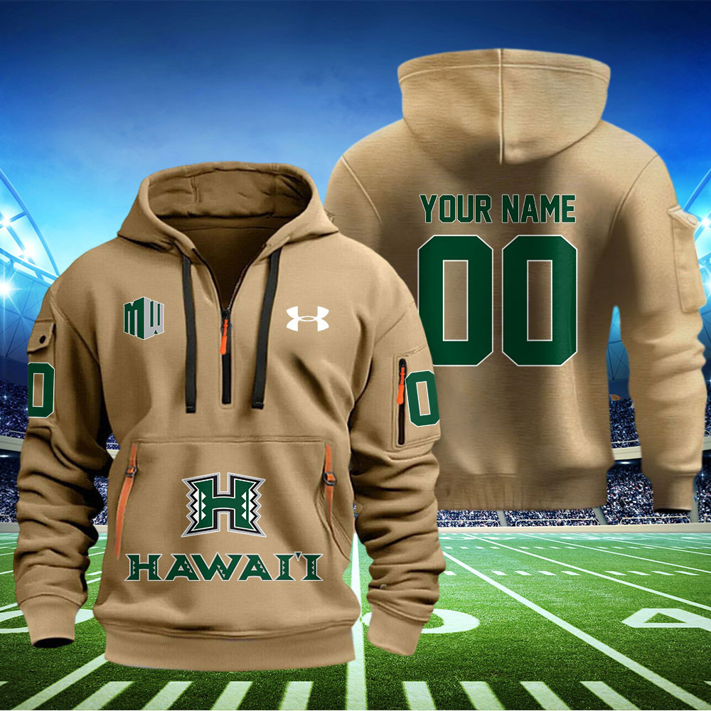 Hawaii Rainbow Warriors Football Quarter Zip Hoodie - Famjoys Hawaii Rainbow Warriors Football Quarter Zip Hoodie - Famjoys