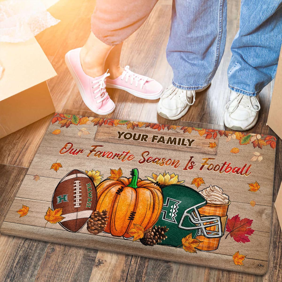 Hawaii Rainbow Warriors Our Favorite Season is Football Doormat - Famjoys Hawaii Rainbow Warriors Our Favorite Season is Football Doormat - Famjoys