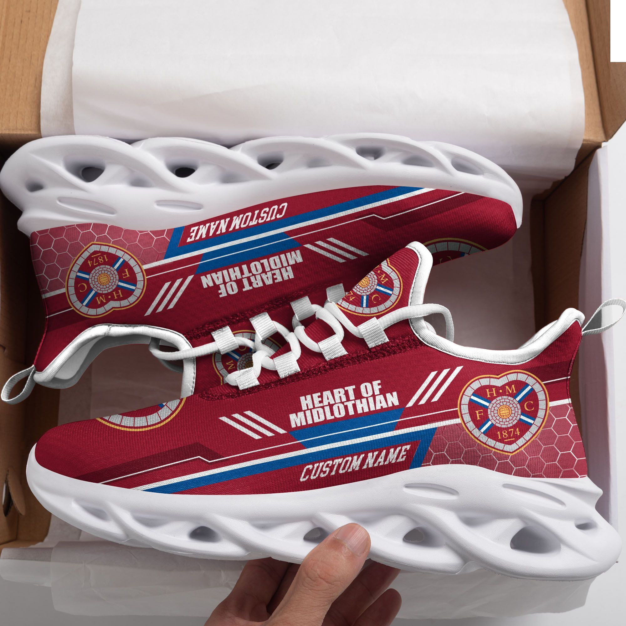 Heart of Midlothian Custom Personalized Max Soul Sneakers Shoes - Famjoys Heart of Midlothian Custom Personalized Max Soul Sneakers Shoes - Famjoys