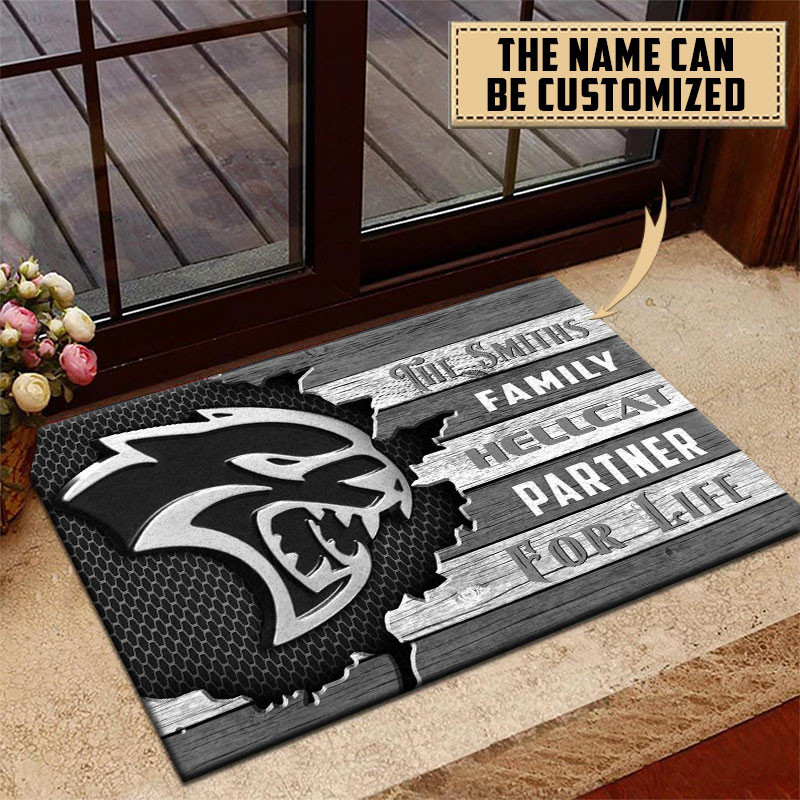 Hellcat Doormat Custom Name, Multicolor - Famjoys Hellcat Doormat Custom Name, Multicolor - Famjoys