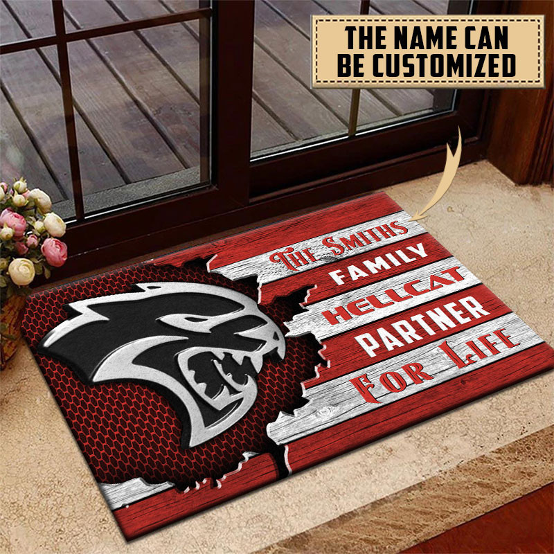 Hellcat Doormat Custom Name, Multicolor - Famjoys Hellcat Doormat Custom Name, Multicolor - Famjoys