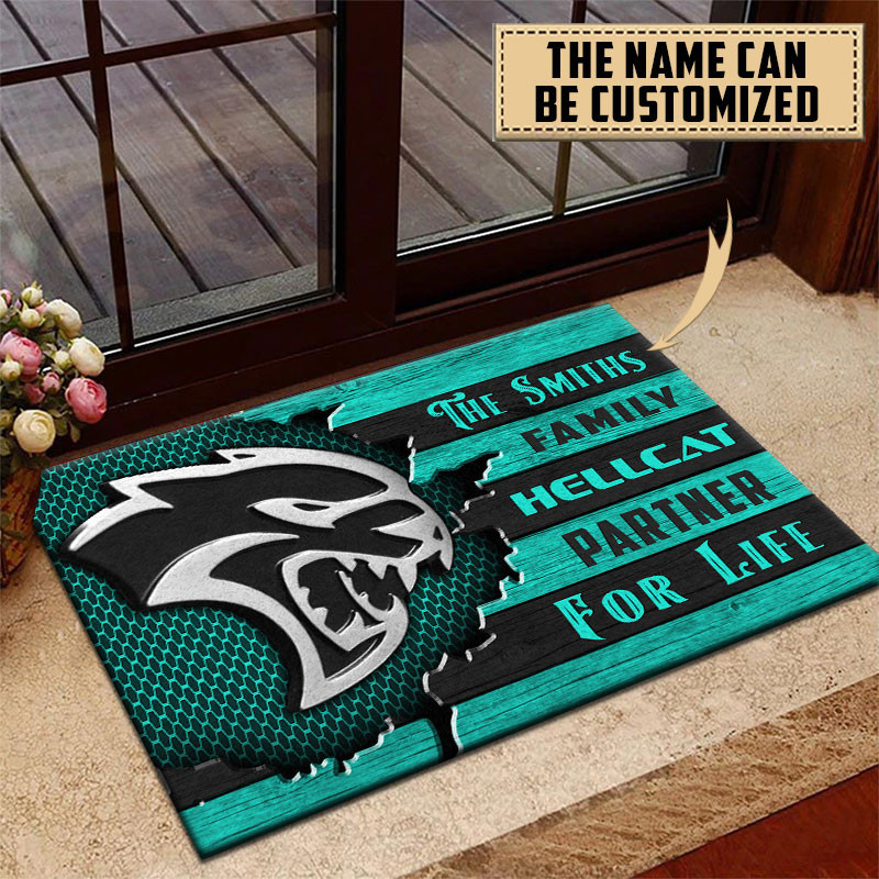 Hellcat Doormat Custom Name, Multicolor - Famjoys Hellcat Doormat Custom Name, Multicolor - Famjoys