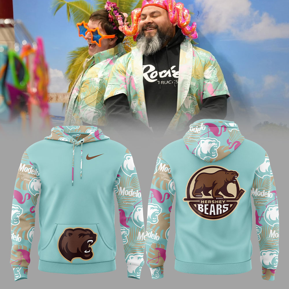Hershey Bears Corona+Modelo Hawaiian Hoodie Night Hoodie - Famjoys Hershey Bears Corona+Modelo Hawaiian Hoodie Night Hoodie - Famjoys