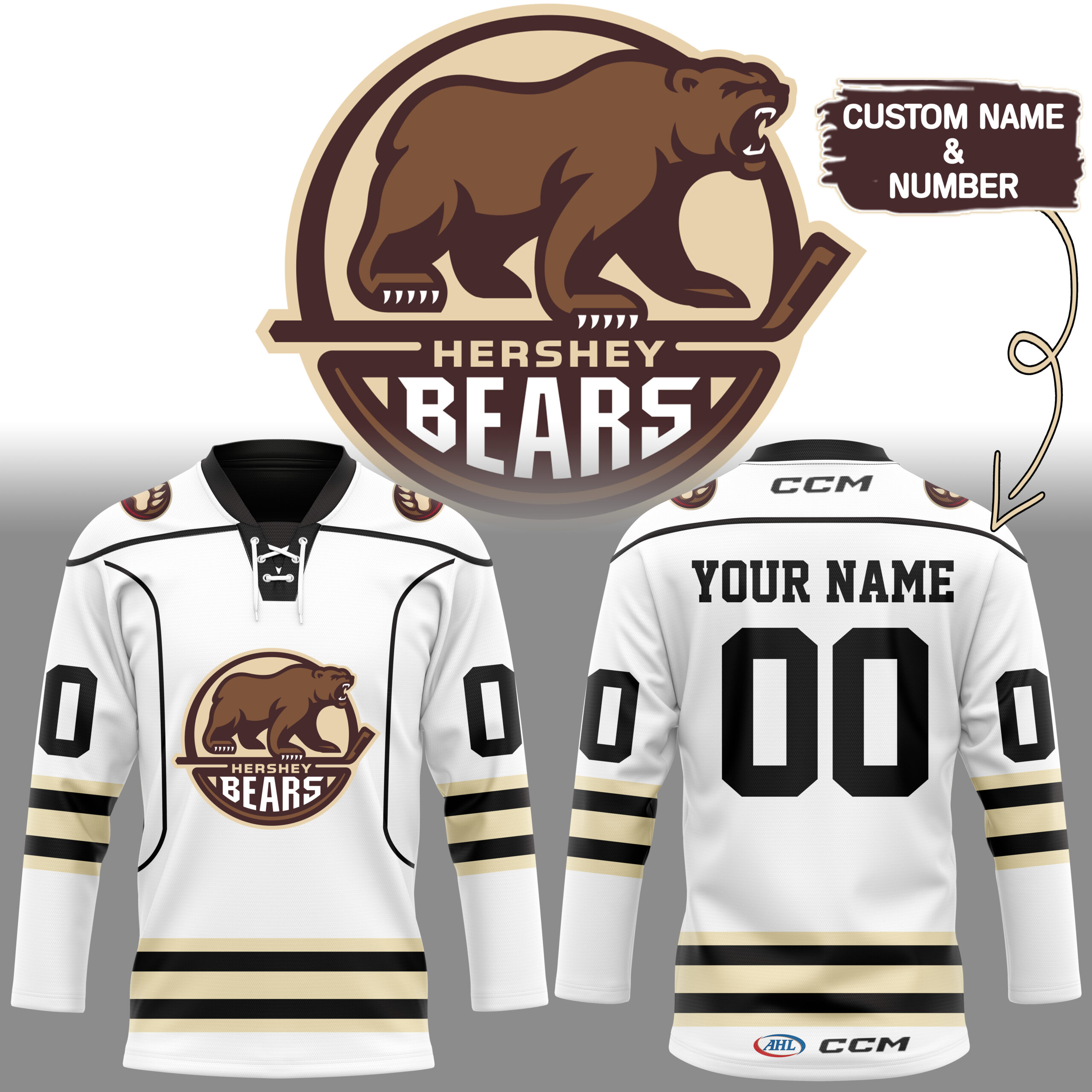 Hershey Bears New Hockey Jersey Custom Name And Number - Famjoys Hershey Bears New Hockey Jersey Custom Name And Number - Famjoys