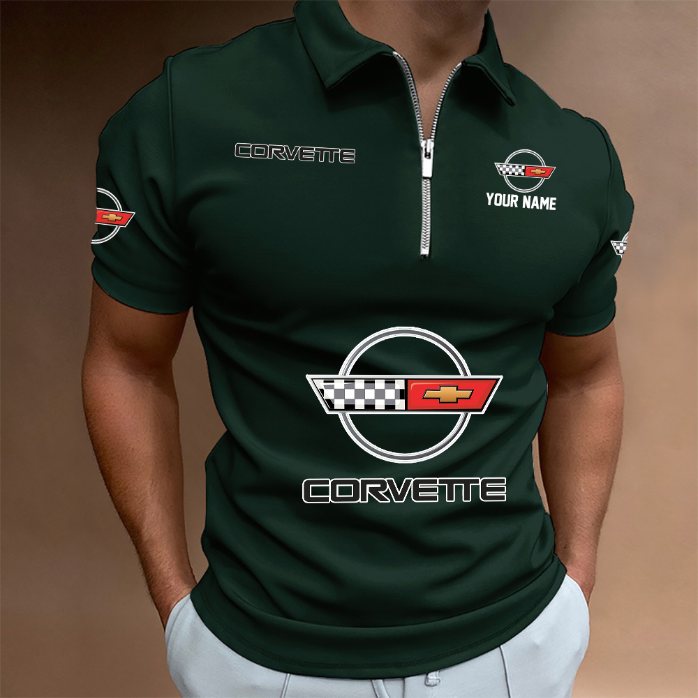 HMILPC1427 Chevrolet Corvette C4 Man Zip Polo Shirt - Famjoys HMILPC1427 Chevrolet Corvette C4 Man Zip Polo Shirt - Famjoys