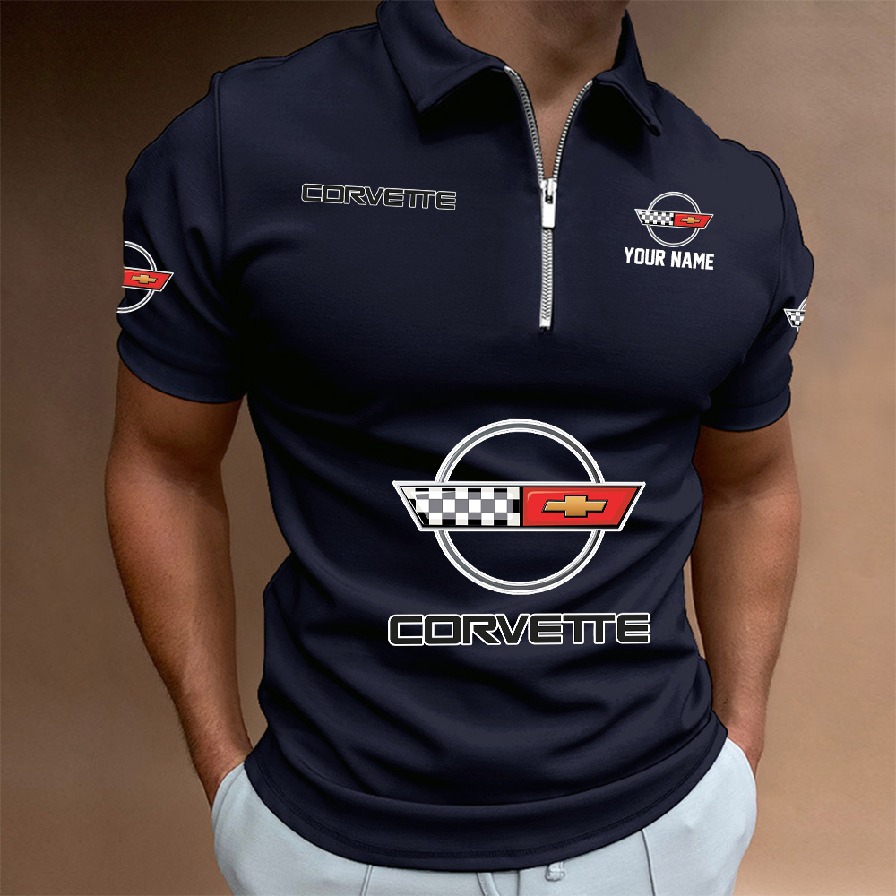 HMILPC1427 Chevrolet Corvette C4 Man Zip Polo Shirt - Famjoys HMILPC1427 Chevrolet Corvette C4 Man Zip Polo Shirt - Famjoys