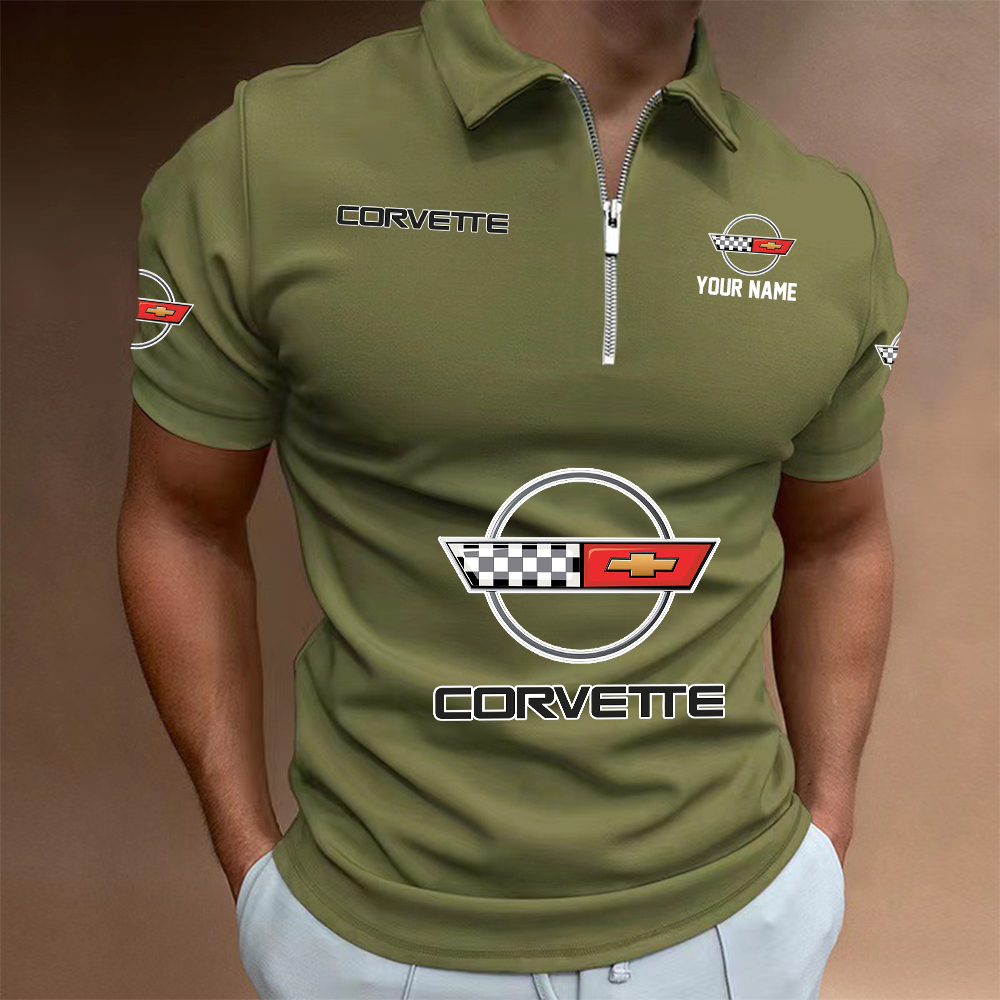 HMILPC1427 Chevrolet Corvette C4 Man Zip Polo Shirt - Famjoys HMILPC1427 Chevrolet Corvette C4 Man Zip Polo Shirt - Famjoys