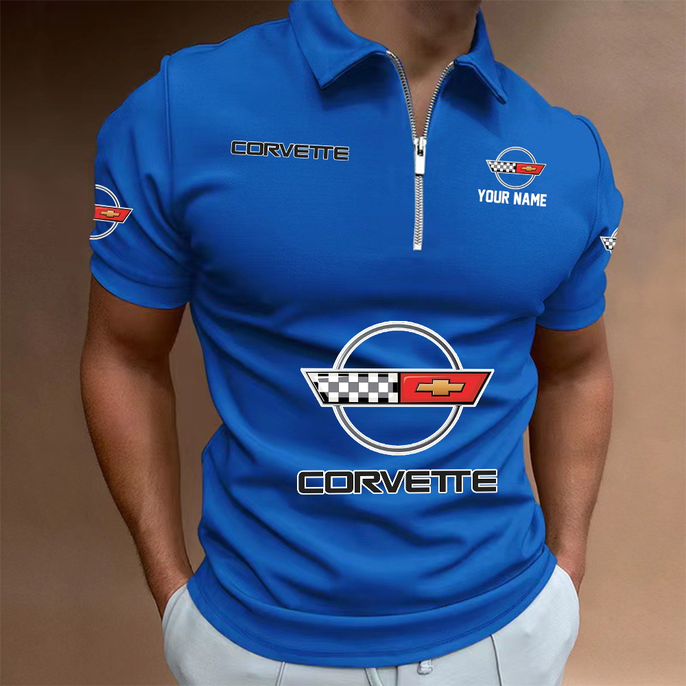 HMILPC1427 Chevrolet Corvette C4 Man Zip Polo Shirt - Famjoys HMILPC1427 Chevrolet Corvette C4 Man Zip Polo Shirt - Famjoys