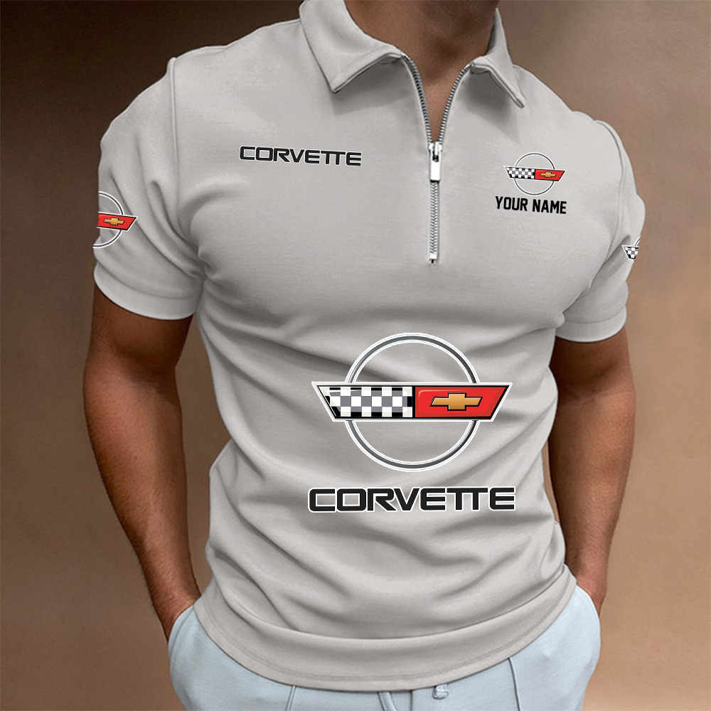 HMILPC1427 Chevrolet Corvette C4 Man Zip Polo Shirt - Famjoys HMILPC1427 Chevrolet Corvette C4 Man Zip Polo Shirt - Famjoys