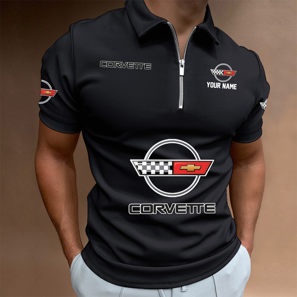 HMILPC1427 Chevrolet Corvette C4 Man Zip Polo Shirt - Famjoys HMILPC1427 Chevrolet Corvette C4 Man Zip Polo Shirt - Famjoys