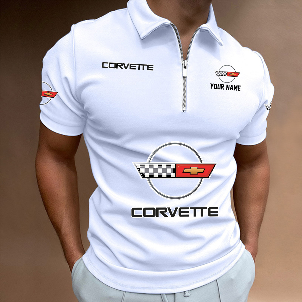 HMILPC1427 Chevrolet Corvette C4 Man Zip Polo Shirt - Famjoys HMILPC1427 Chevrolet Corvette C4 Man Zip Polo Shirt - Famjoys