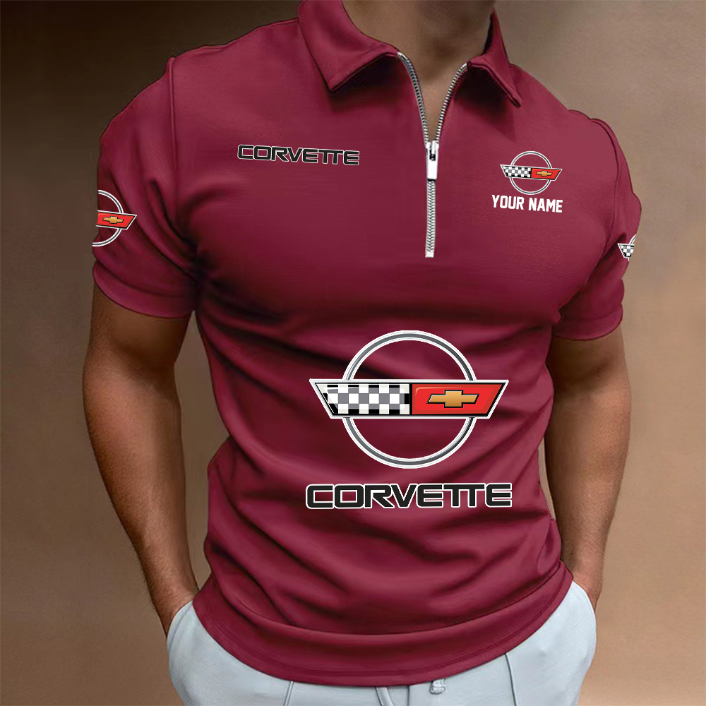 HMILPC1427 Chevrolet Corvette C4 Man Zip Polo Shirt - Famjoys HMILPC1427 Chevrolet Corvette C4 Man Zip Polo Shirt - Famjoys