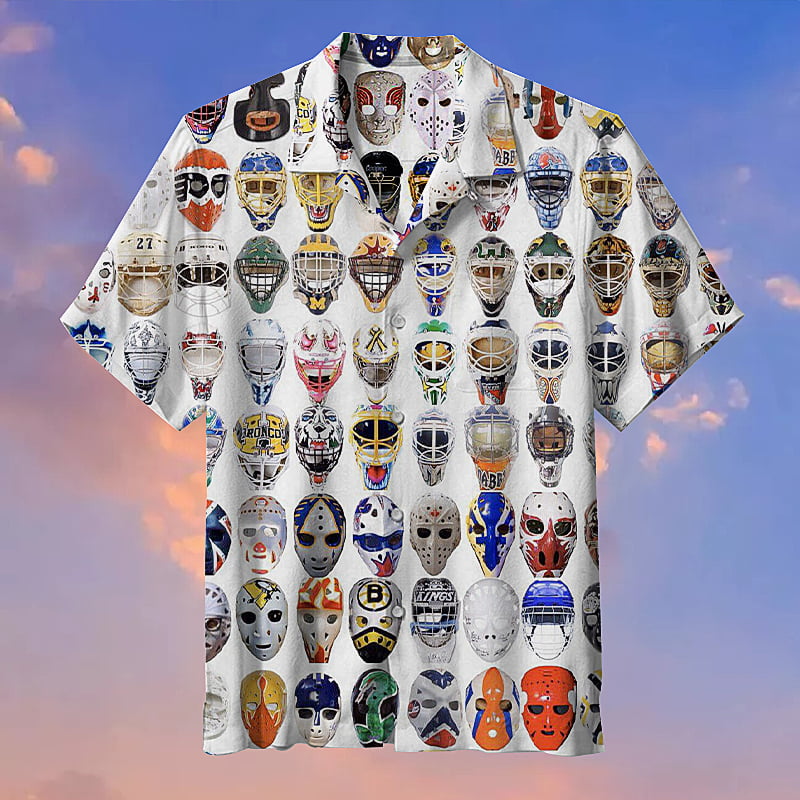 Hockey Goalie Mask Unisex Hawaiian Shirt - Famjoys Hockey Goalie Mask Unisex Hawaiian Shirt - Famjoys
