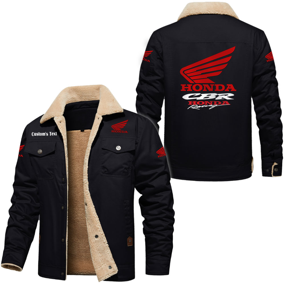 Honda CBR Cargo Fleece Lined Cotton Jacket Multicolor, vintage style, customize name 