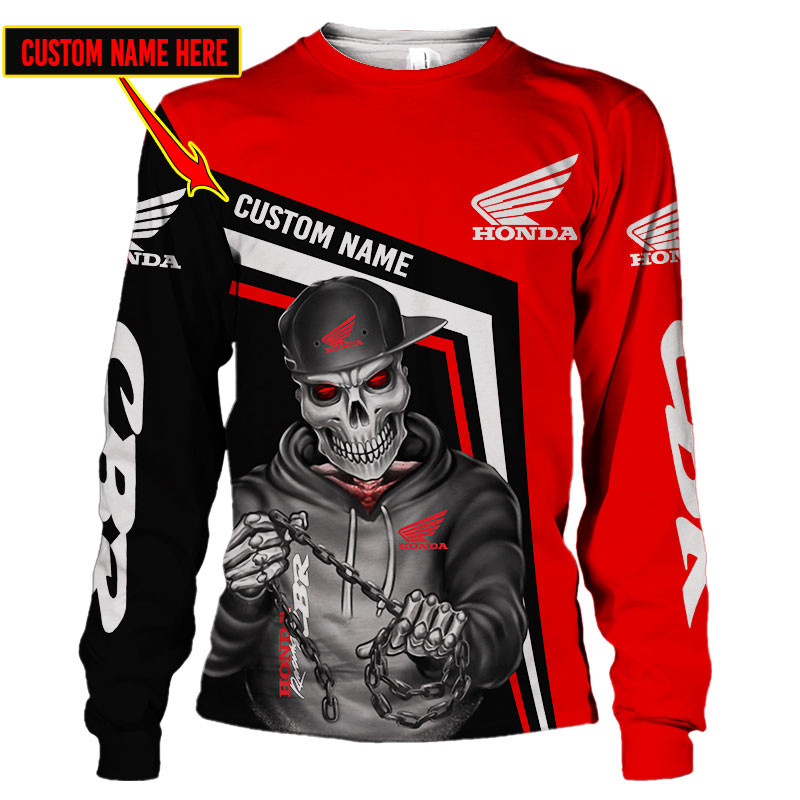 Honda CBR Skull Tshirt, sweatshirt, Polo, Hawaiian, Hoodie 3D Apparel Full Printing Custom Name - Famjoys Honda CBR Skull Tshirt, sweatshirt, Polo, Hawaiian, Hoodie 3D Apparel Full Printing Custom Name - Famjoys