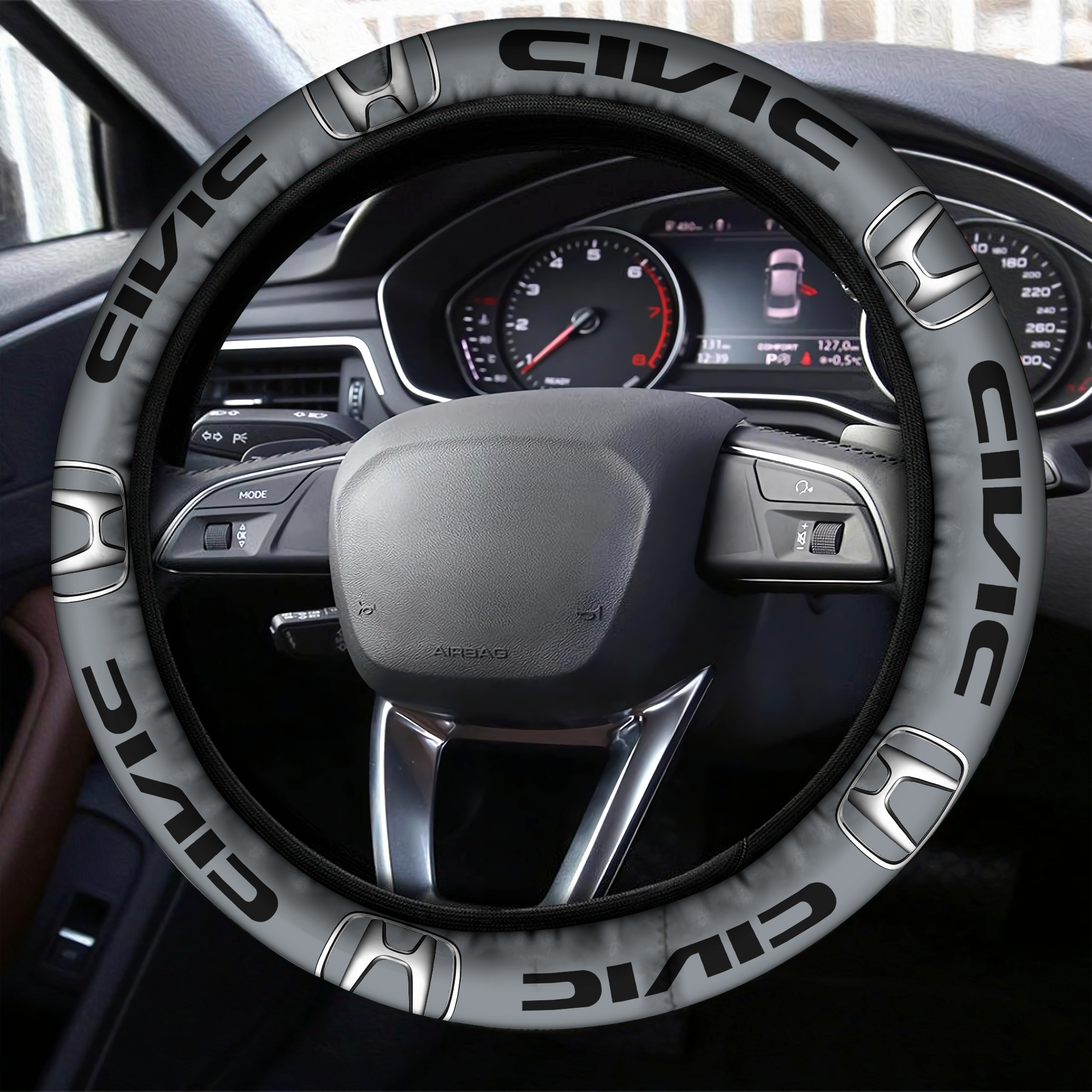 Honda Civic Steering Wheel Cover Grey Dark - Famjoys Honda Civic Steering Wheel Cover Grey Dark - Famjoys