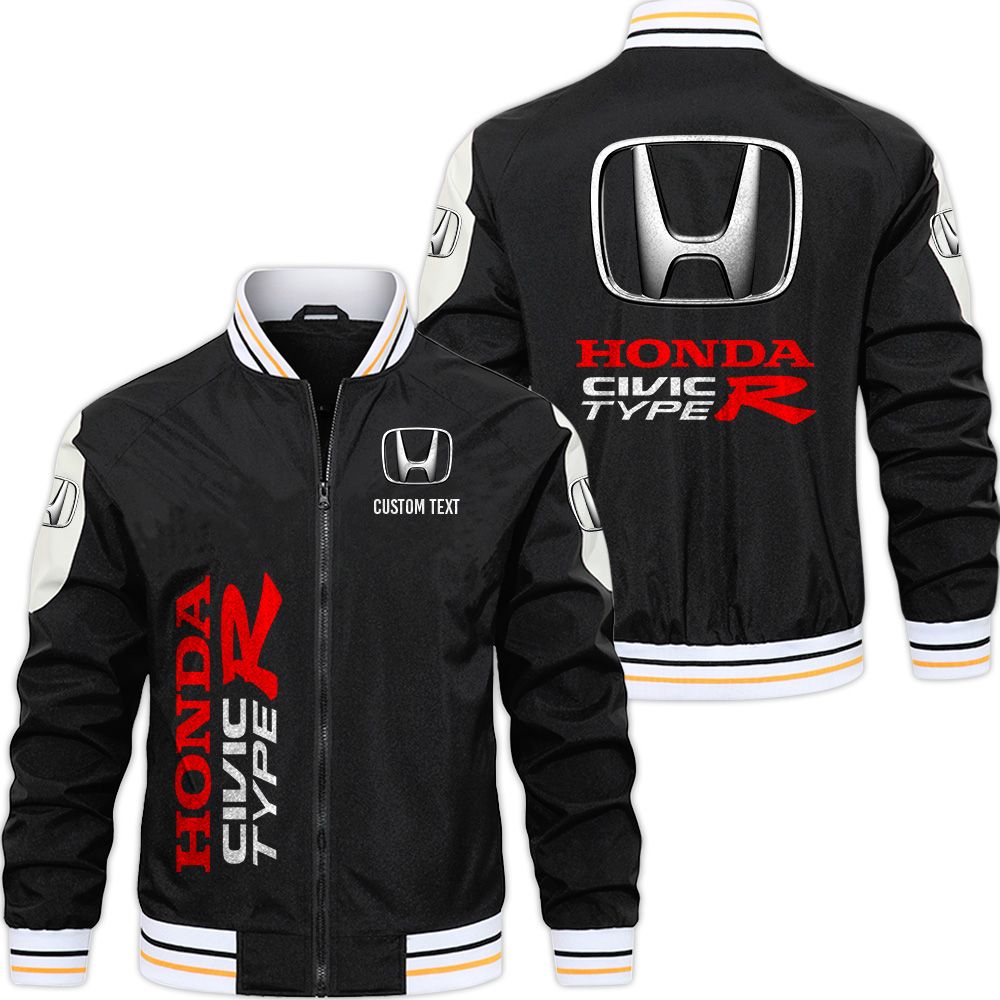 Honda Civic type R Varsity Jacket, Zipper Jackets Customize Name - Famjoys Honda Civic type R Varsity Jacket, Zipper Jackets Customize Name - Famjoys