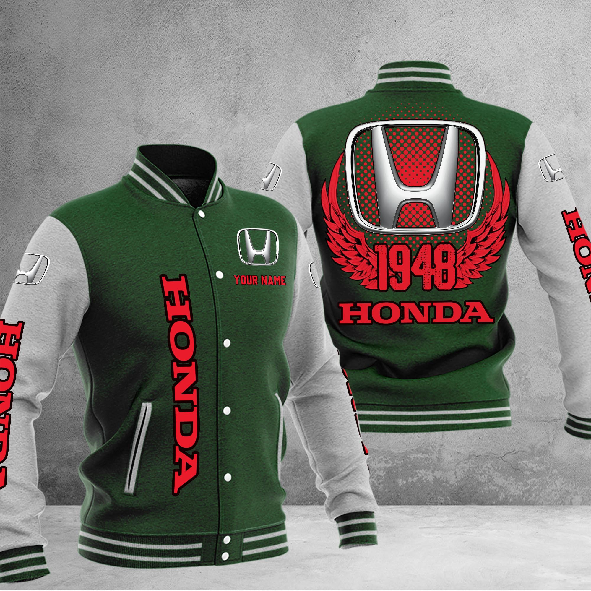 Honda DMHJ1046 Baseball Jacket Multicolor - Famjoys Honda DMHJ1046 Baseball Jacket Multicolor - Famjoys