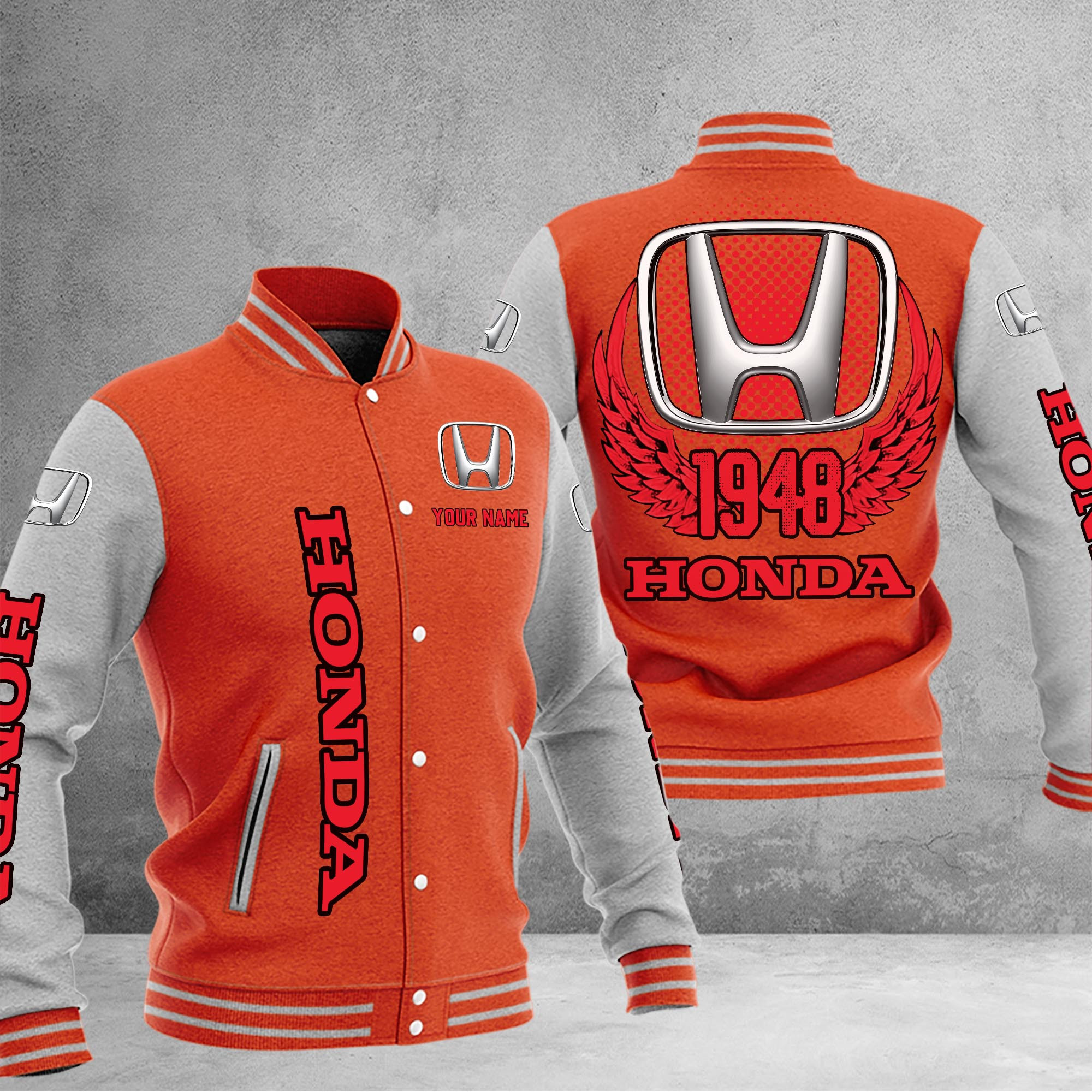 Honda DMHJ1046 Baseball Jacket Multicolor - Famjoys Honda DMHJ1046 Baseball Jacket Multicolor - Famjoys
