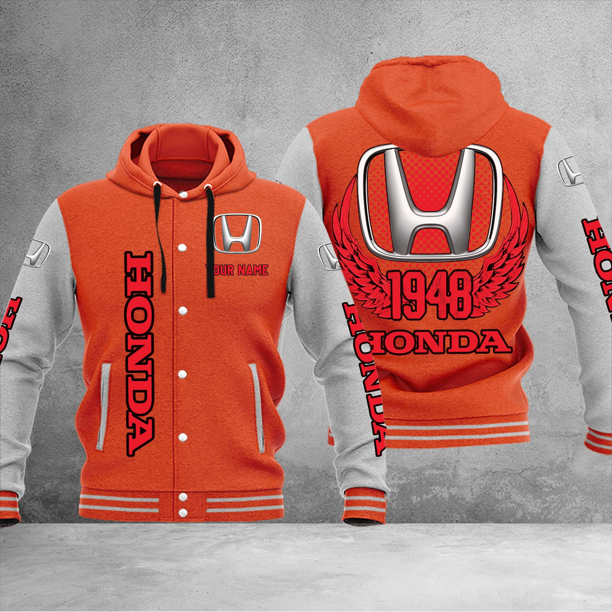 Honda DMHJ1046 Baseball Jacket Multicolor - Famjoys Honda DMHJ1046 Baseball Jacket Multicolor - Famjoys
