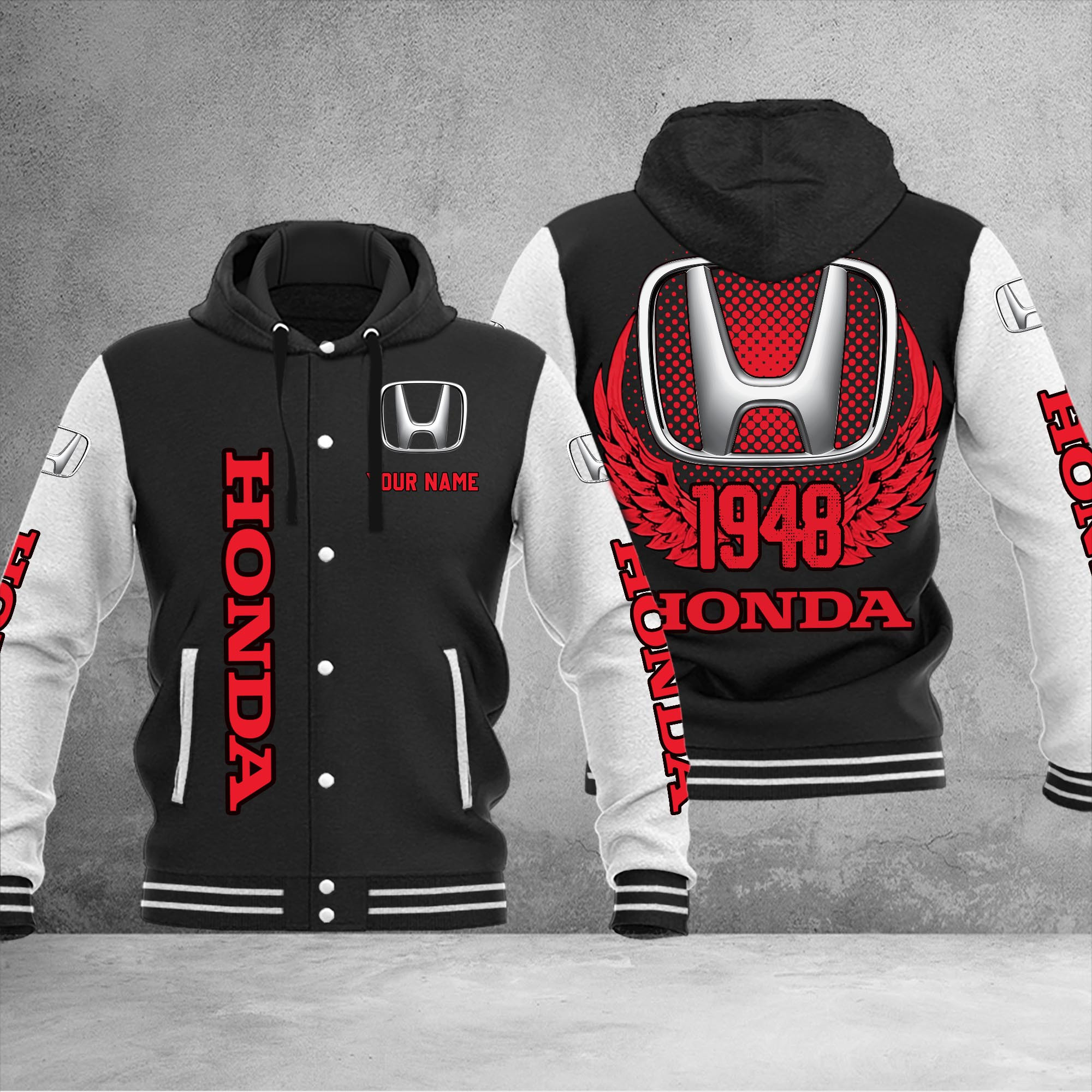 Honda DMHJ1046 Baseball Jacket Multicolor - Famjoys Honda DMHJ1046 Baseball Jacket Multicolor - Famjoys