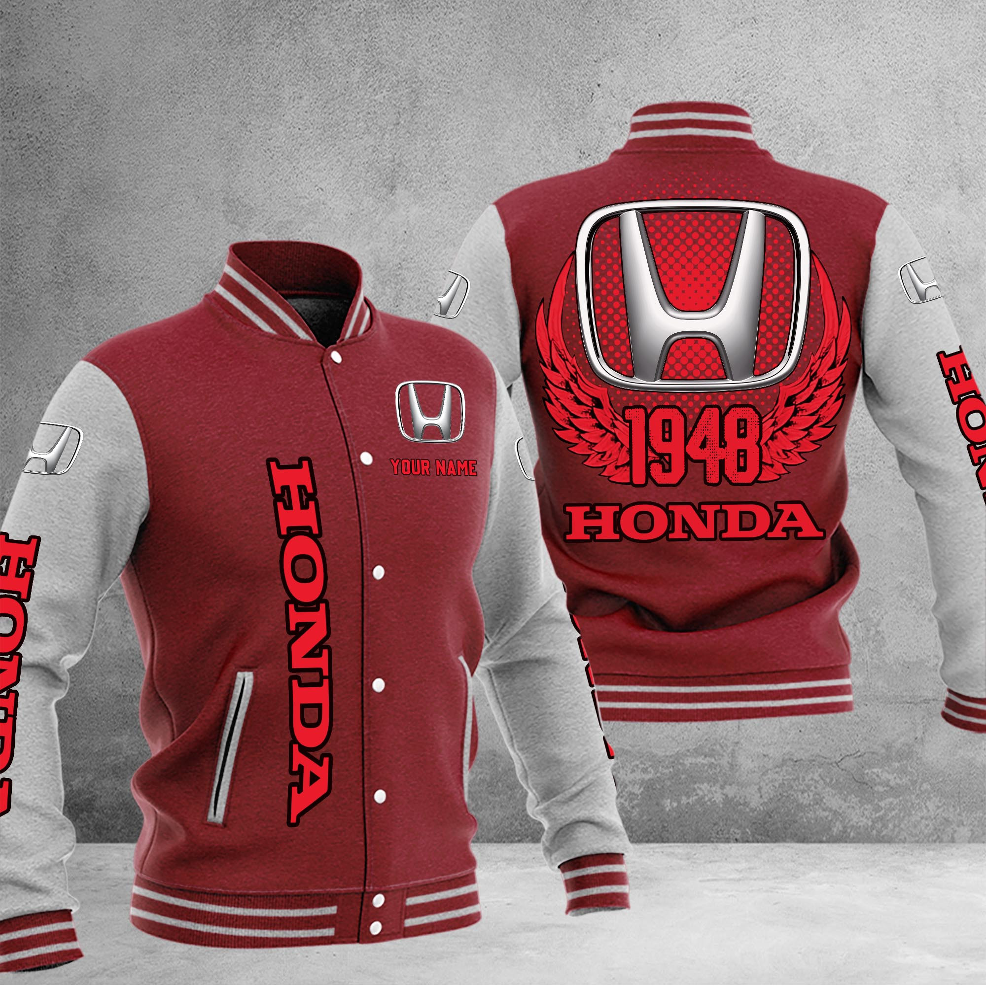 Honda DMHJ1046 Baseball Jacket Multicolor - Famjoys Honda DMHJ1046 Baseball Jacket Multicolor - Famjoys