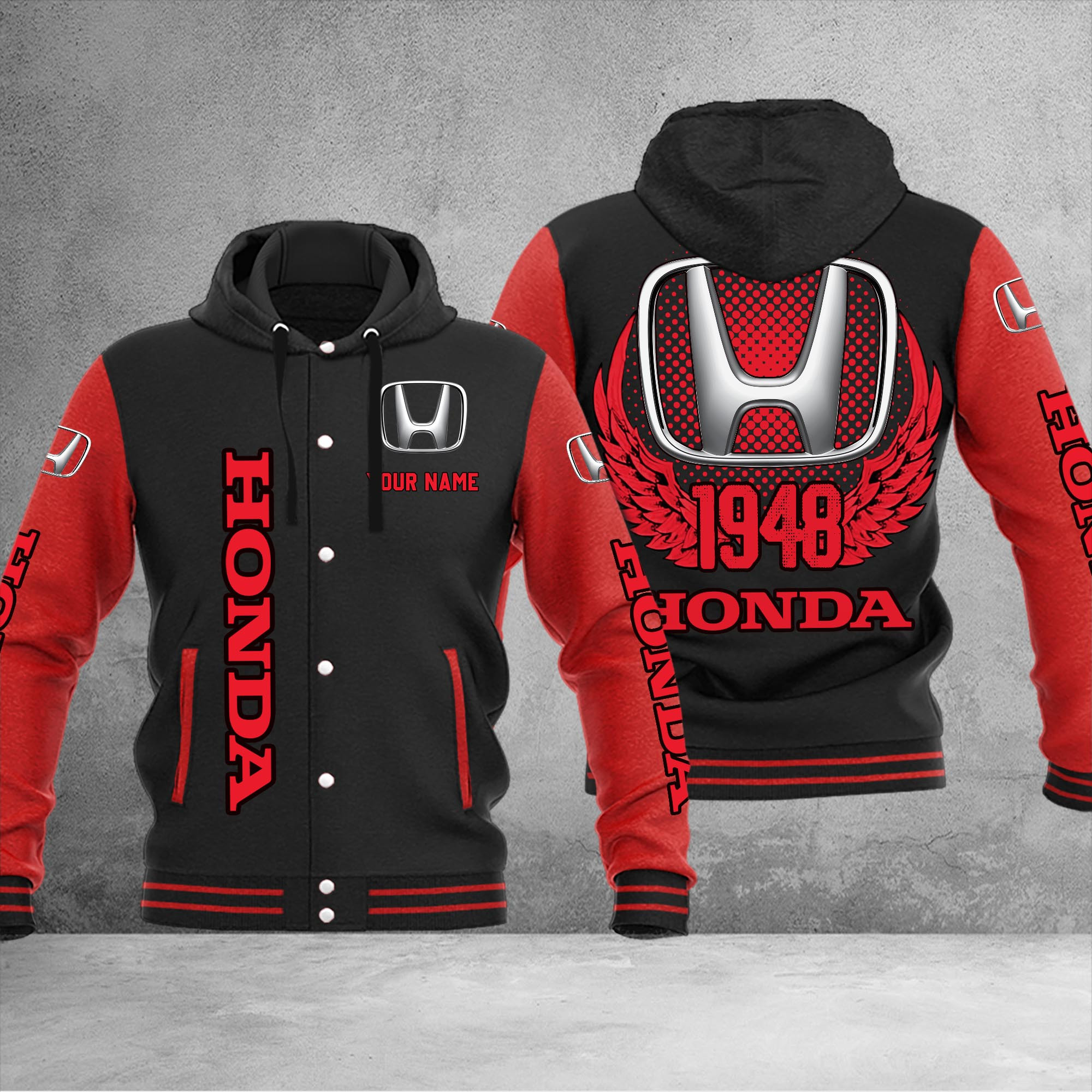 Honda DMHJ1046 Baseball Jacket Multicolor - Famjoys Honda DMHJ1046 Baseball Jacket Multicolor - Famjoys