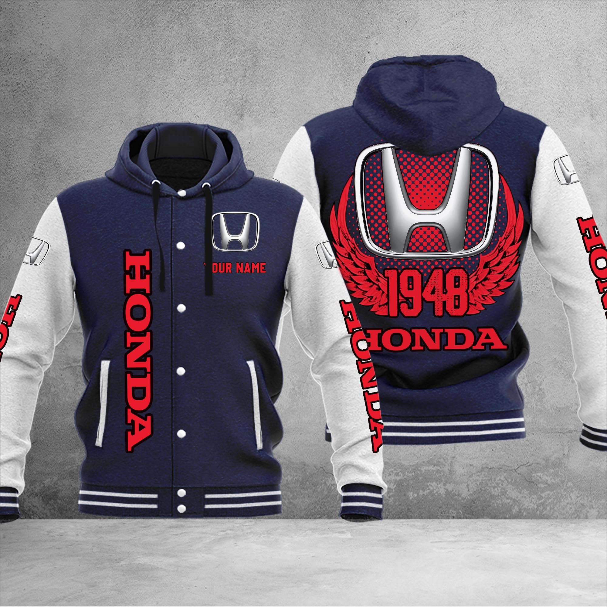Honda DMHJ1046 Baseball Jacket Multicolor - Famjoys Honda DMHJ1046 Baseball Jacket Multicolor - Famjoys