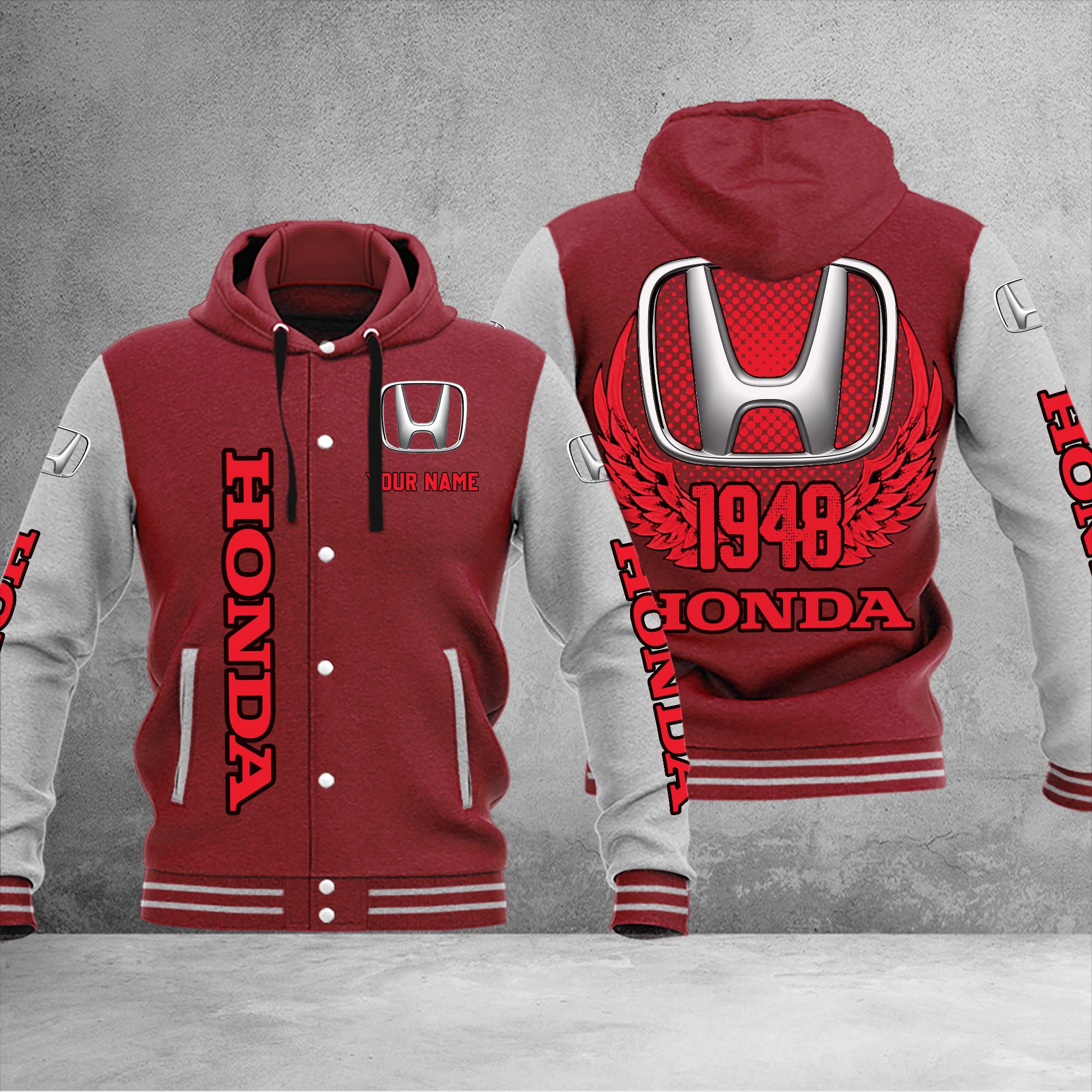Honda DMHJ1046 Baseball Jacket Multicolor - Famjoys Honda DMHJ1046 Baseball Jacket Multicolor - Famjoys
