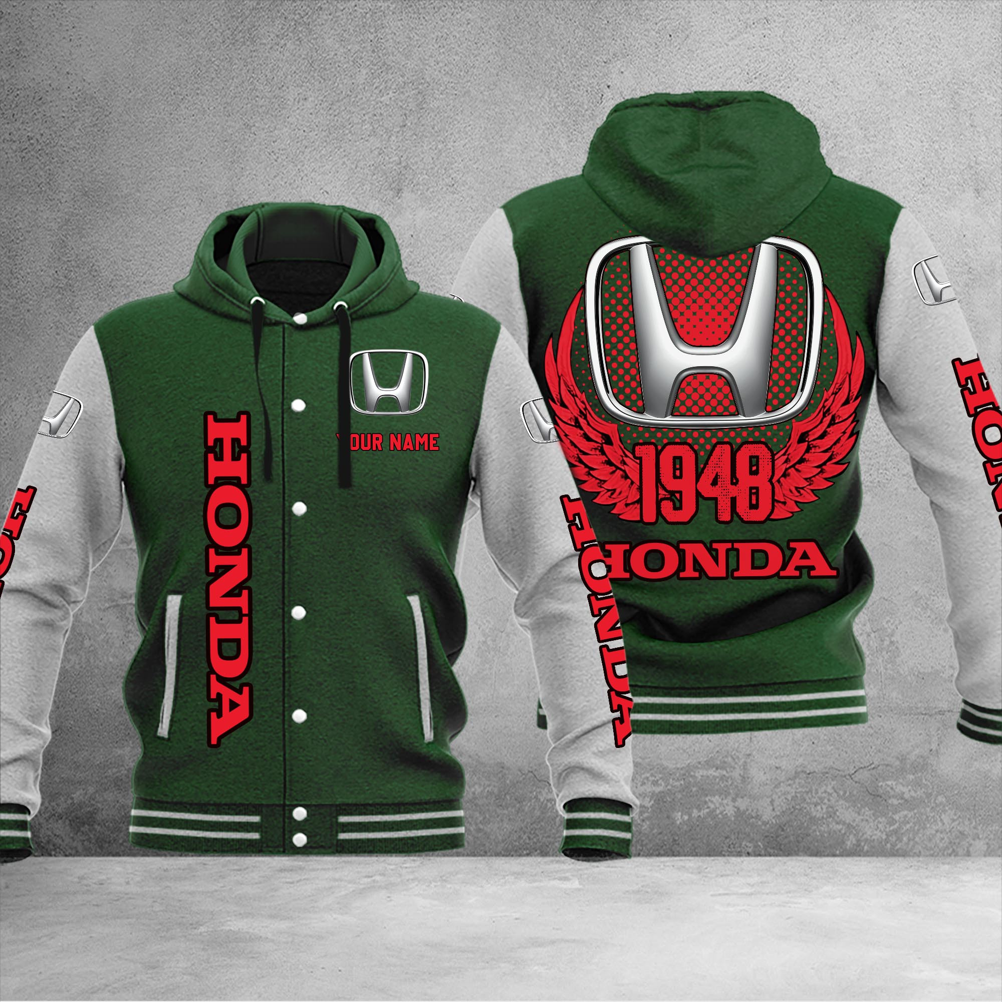 Honda DMHJ1046 Baseball Jacket Multicolor - Famjoys Honda DMHJ1046 Baseball Jacket Multicolor - Famjoys