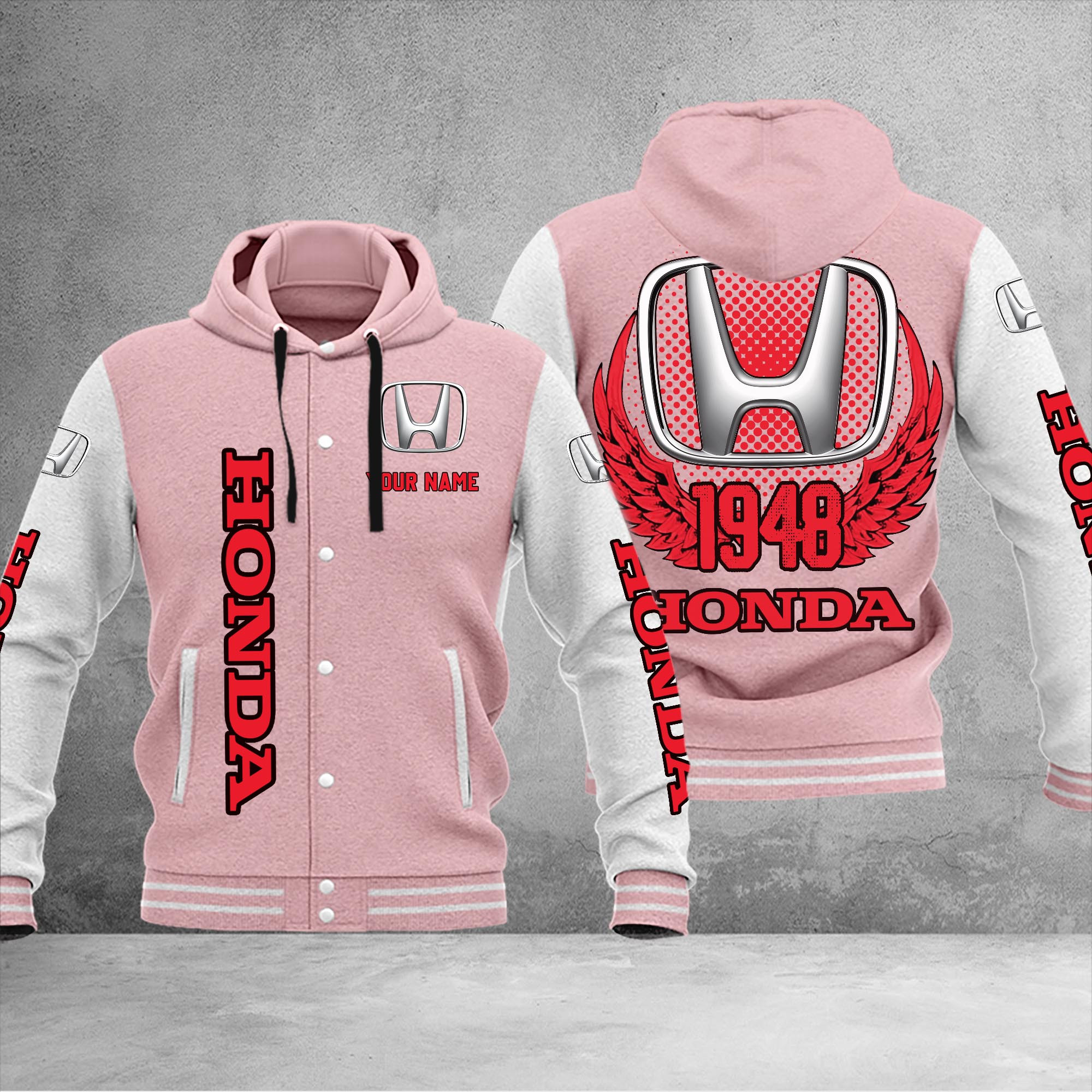 Honda DMHJ1046 Baseball Jacket Multicolor - Famjoys Honda DMHJ1046 Baseball Jacket Multicolor - Famjoys