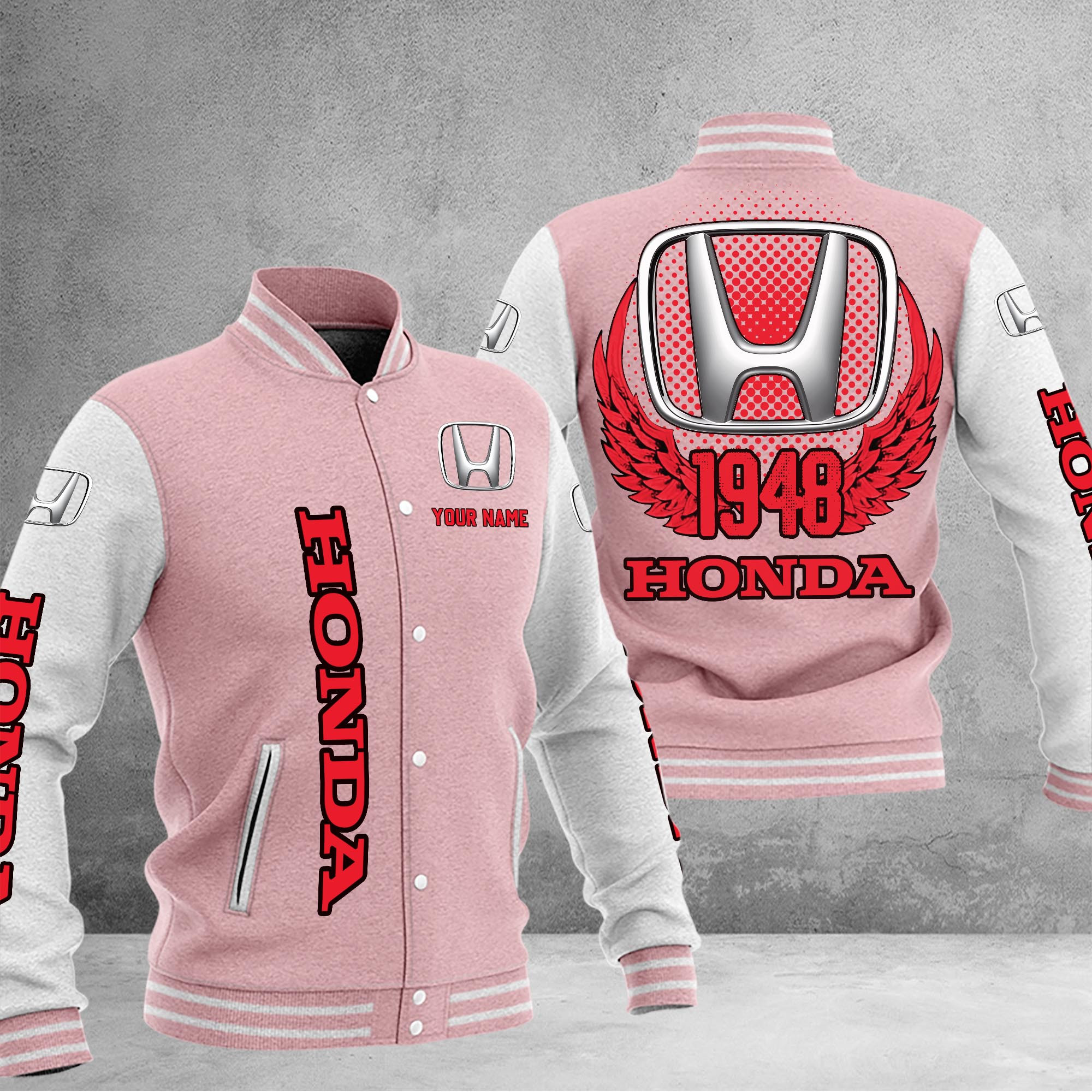Honda DMHJ1046 Baseball Jacket Multicolor - Famjoys Honda DMHJ1046 Baseball Jacket Multicolor - Famjoys