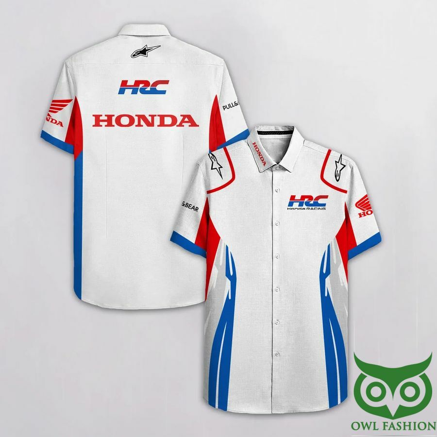 Honda Hrc  White Blue Red Hawaiian Shirt