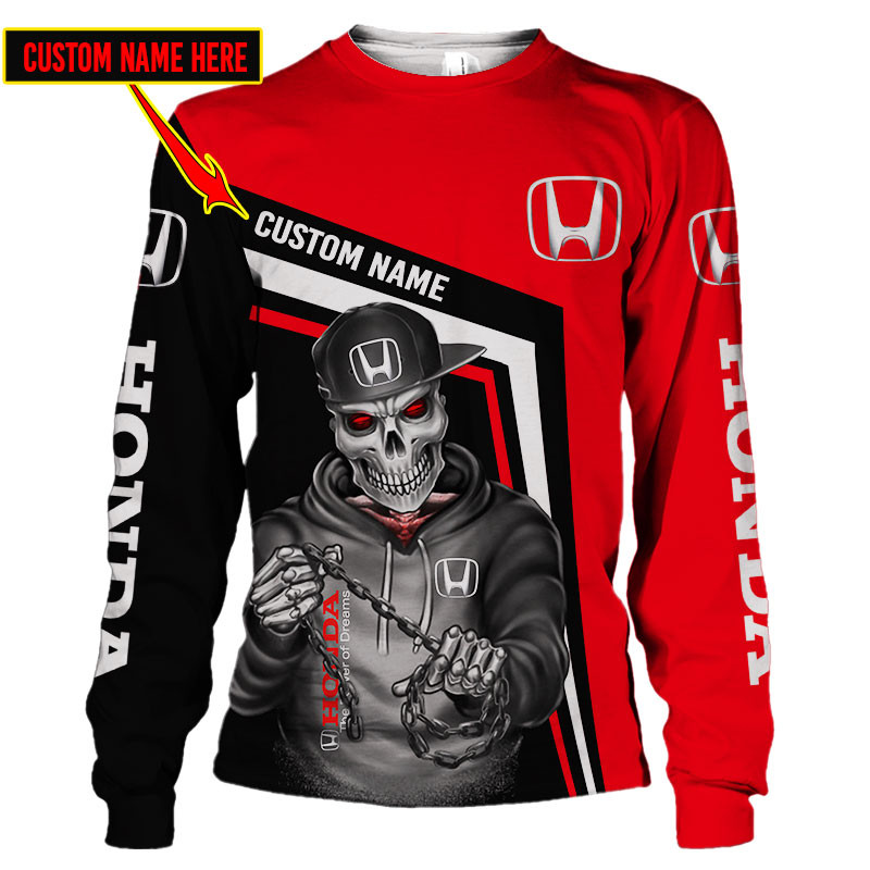 Honda Skull Tshirt, sweatshirt, Polo, Hawaiian, Hoodie 3D Apparel Full Printing Custom Name - Famjoys Honda Skull Tshirt, sweatshirt, Polo, Hawaiian, Hoodie 3D Apparel Full Printing Custom Name - Famjoys