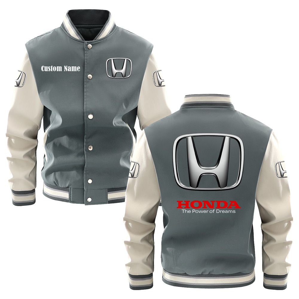 Honda Varsity Jacket, Baseball jacket, Letterman Jacket Customize Name, Multicolor