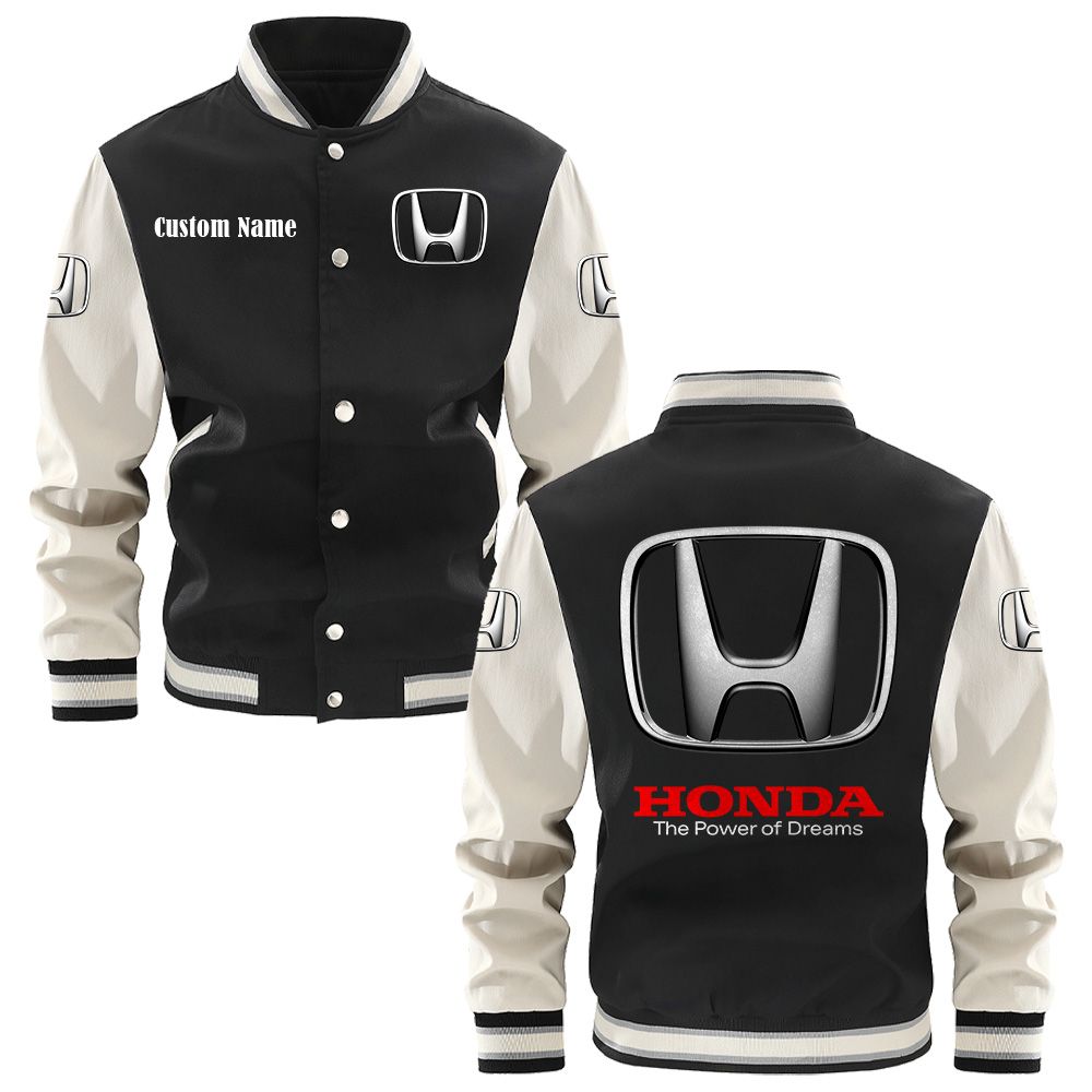 Honda Varsity Jacket, Baseball jacket, Letterman Jacket Customize Name, Multicolor