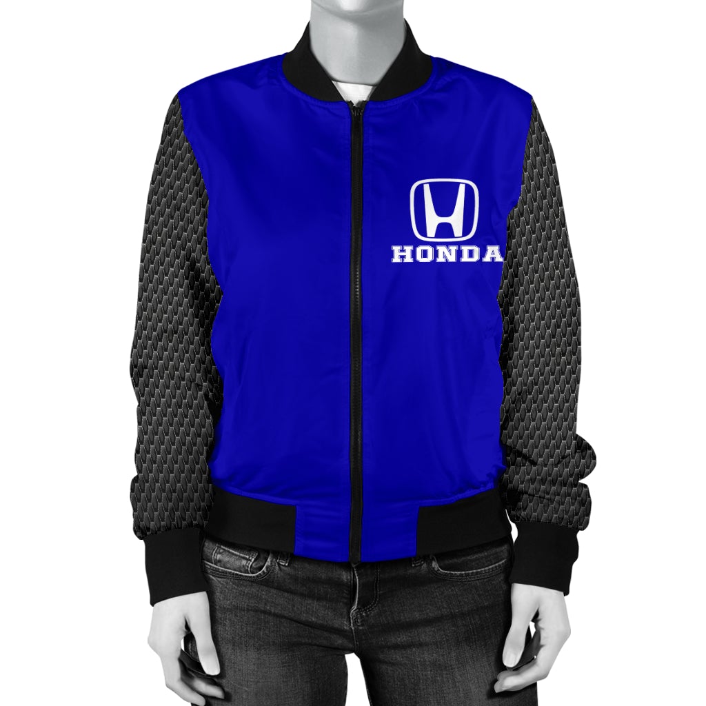 Honda Women's Bomber Jacket Blue - Famjoys Honda Women's Bomber Jacket Blue - Famjoys