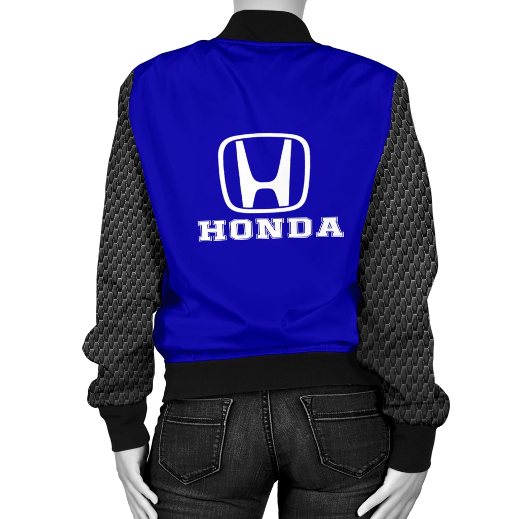 Honda Women's Bomber Jacket Blue - Famjoys Honda Women's Bomber Jacket Blue - Famjoys